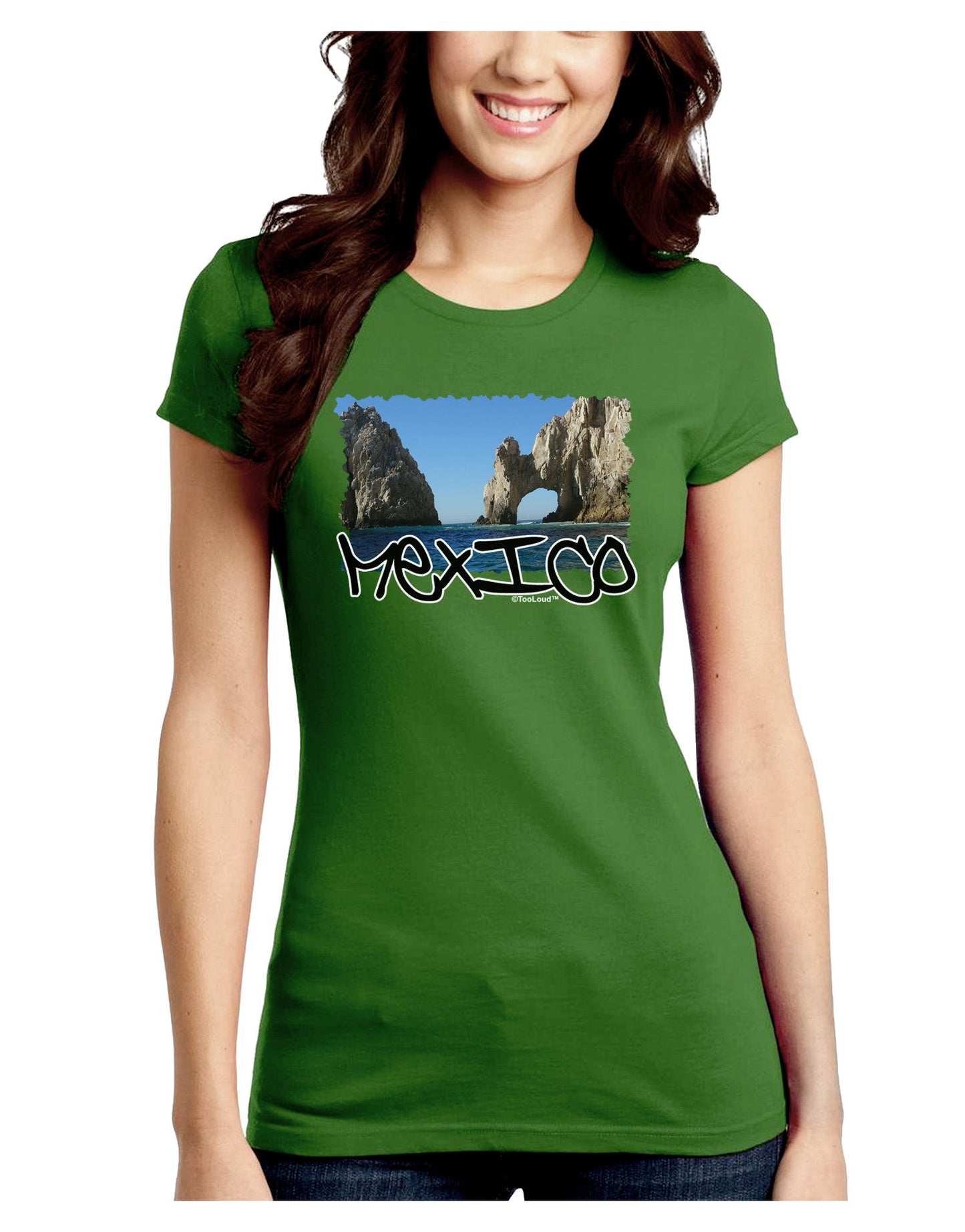 Mexico - Islands Cut-out Juniors Crew Dark T-Shirt-T-Shirts Juniors Tops-TooLoud-Kiwi-Green-Juniors Fitted Small-Davson Sales