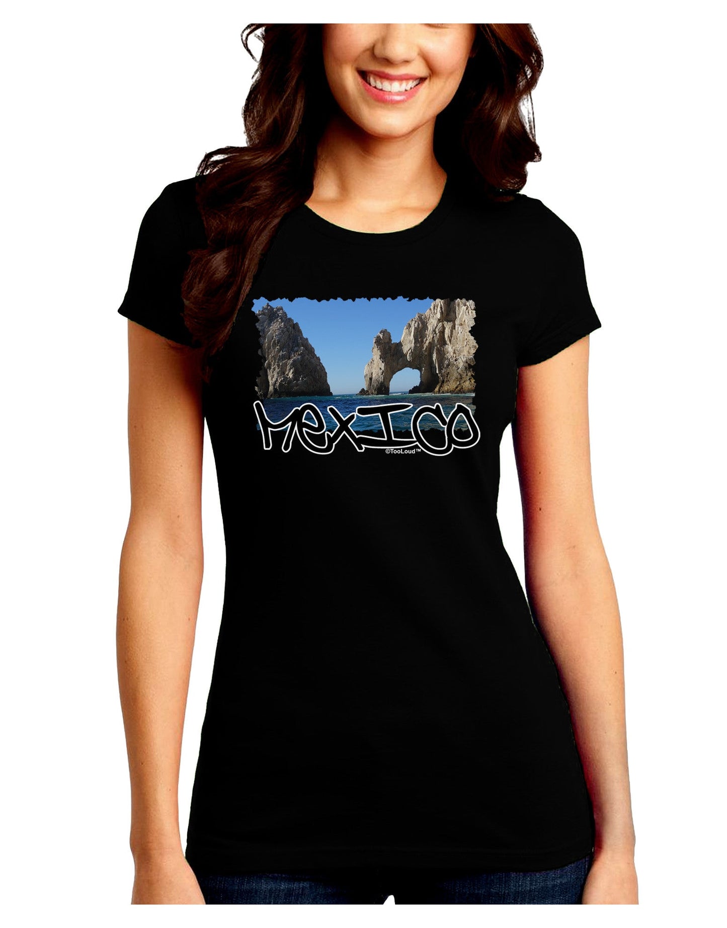 Mexico - Islands Cut-out Juniors Crew Dark T-Shirt-T-Shirts Juniors Tops-TooLoud-Black-Juniors Fitted Small-Davson Sales