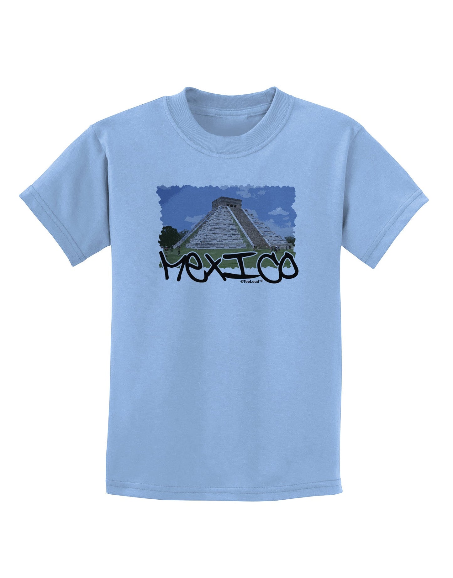 Mexico - Mayan Temple Cut-out Childrens T-Shirt-Childrens T-Shirt-TooLoud-Light-Blue-X-Small-Davson Sales
