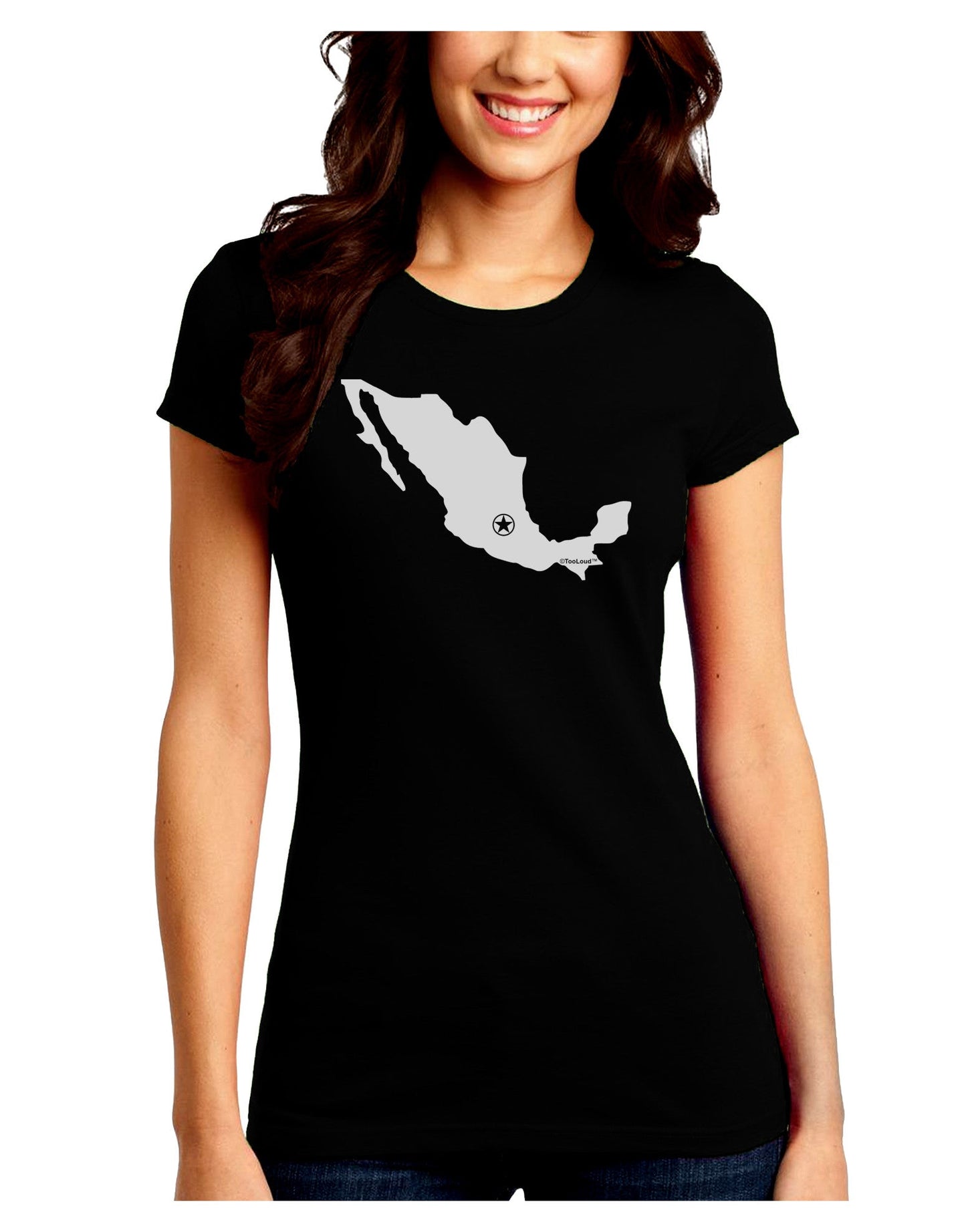 Mexico - Mexico City Star Juniors Crew Dark T-Shirt-T-Shirts Juniors Tops-TooLoud-Black-Juniors Fitted Small-Davson Sales