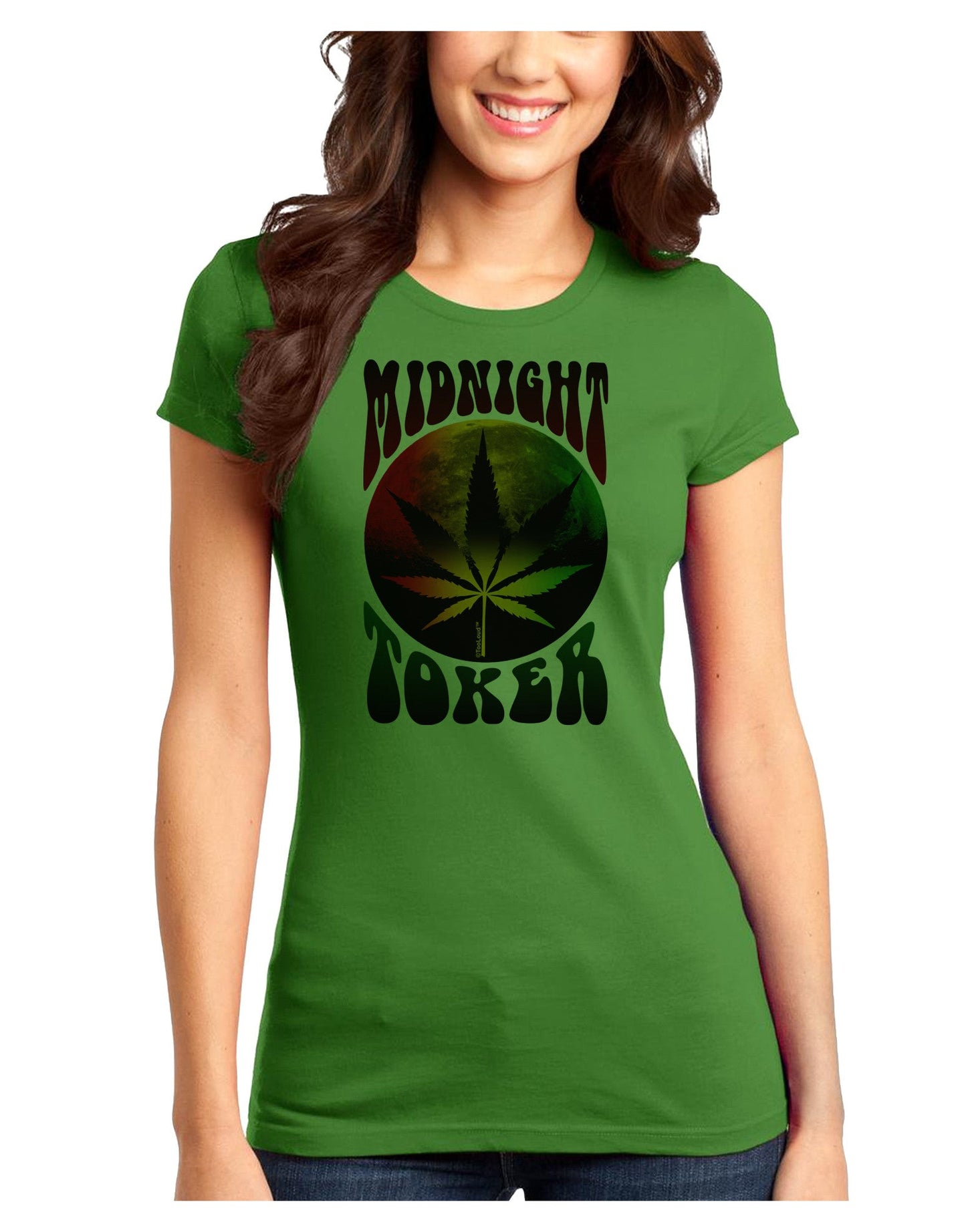 Midnight Toker Marijuana Juniors T-Shirt-Womens Juniors T-Shirt-TooLoud-Kiwi-Green-Juniors Fitted X-Small-Davson Sales