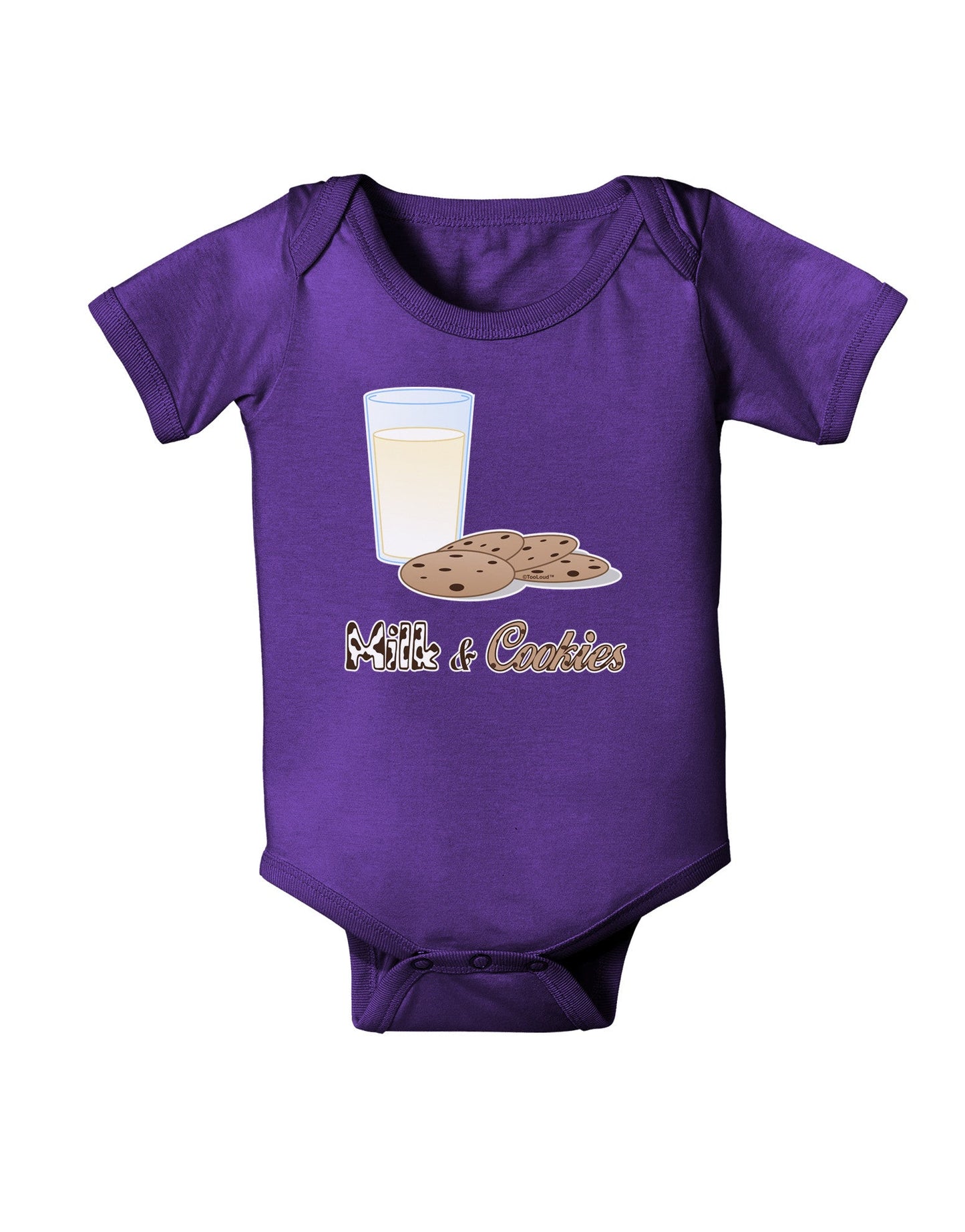 Milk and Cookies Design Text Baby Romper Bodysuit Dark-Baby Romper-TooLoud-Purple-06-Months-Davson Sales