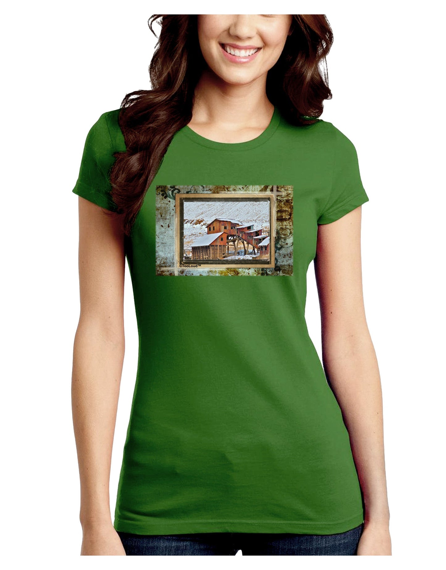 Mine Scene Colorado Juniors Petite Crew Dark T-Shirt-T-Shirts Juniors Tops-TooLoud-Kiwi-Green-Juniors Fitted Small-Davson Sales