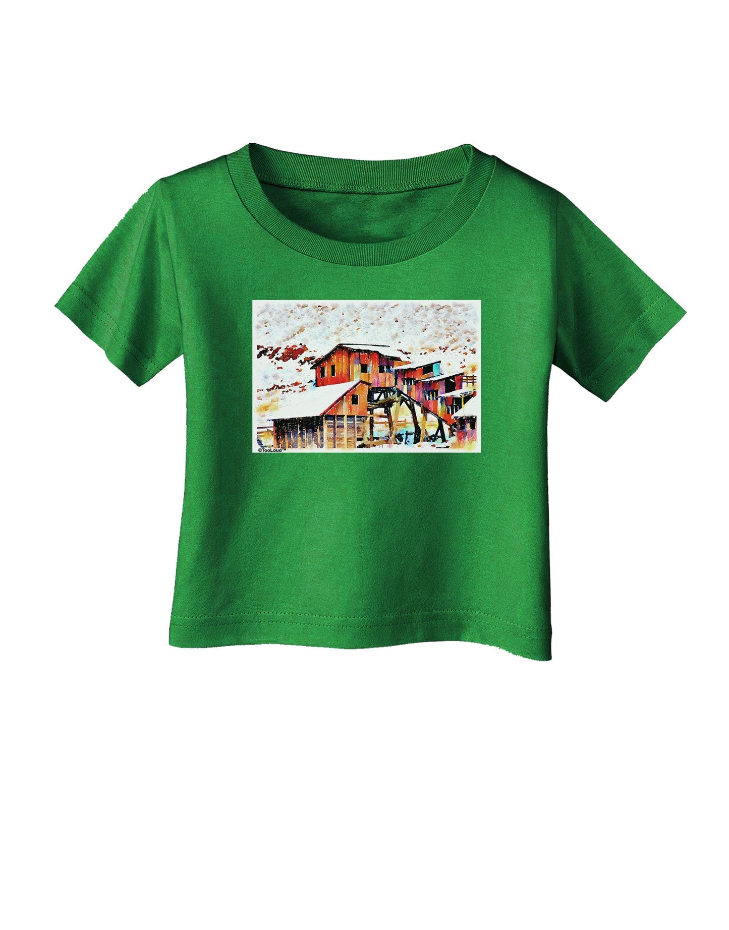 Mine Scene Colorado Watercolor Infant T-Shirt Dark-Infant T-Shirt-TooLoud-Clover-Green-06-Months-Davson Sales