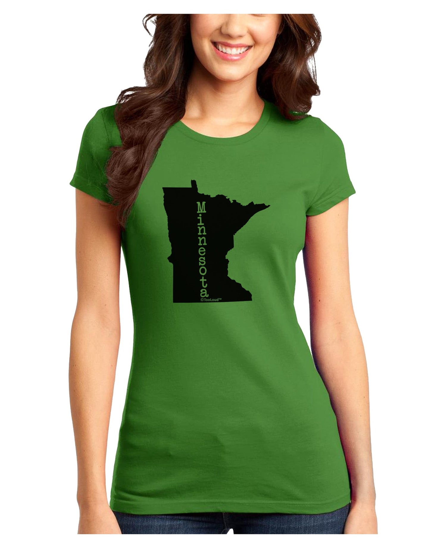 Minnesota - United States Shape Juniors T-Shirt-Womens Juniors T-Shirt-TooLoud-Kiwi-Green-Juniors Fitted X-Small-Davson Sales