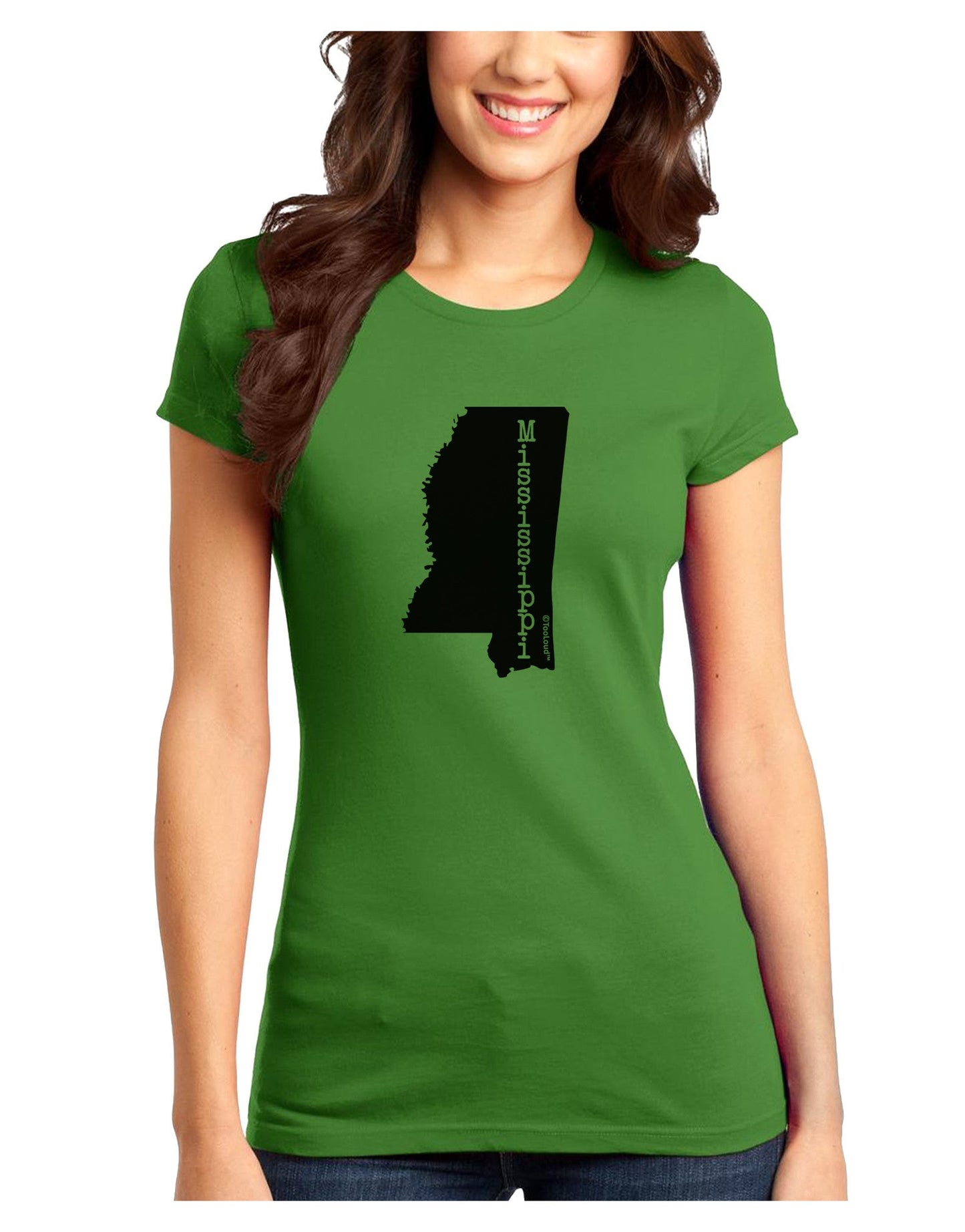 Mississippi - United States Shape Juniors T-Shirt-Womens Juniors T-Shirt-TooLoud-Kiwi-Green-Juniors Fitted X-Small-Davson Sales