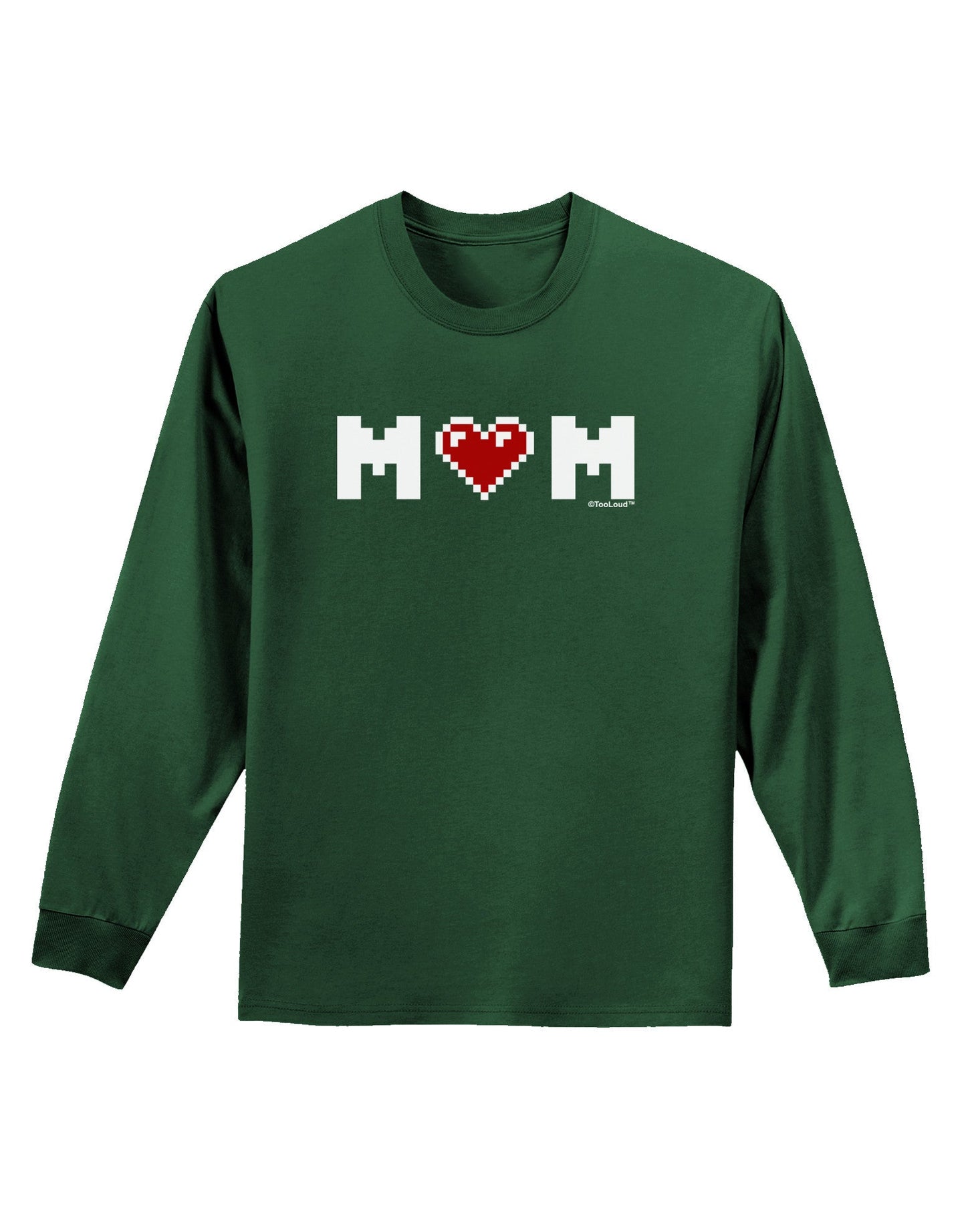 Mom Pixel Heart Adult Long Sleeve Dark T-Shirt-TooLoud-Dark-Green-Small-Davson Sales