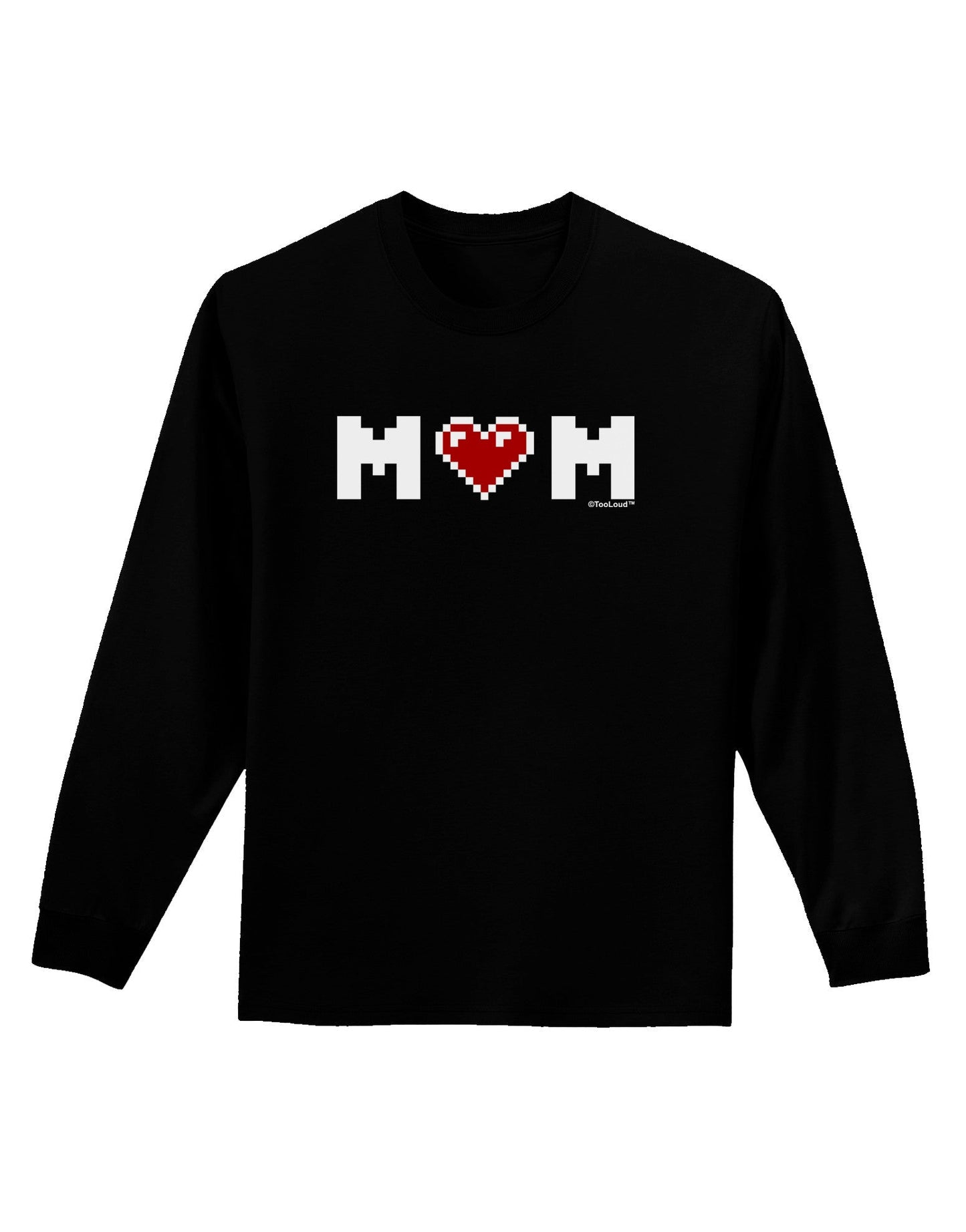 Mom Pixel Heart Adult Long Sleeve Dark T-Shirt-TooLoud-Black-Small-Davson Sales