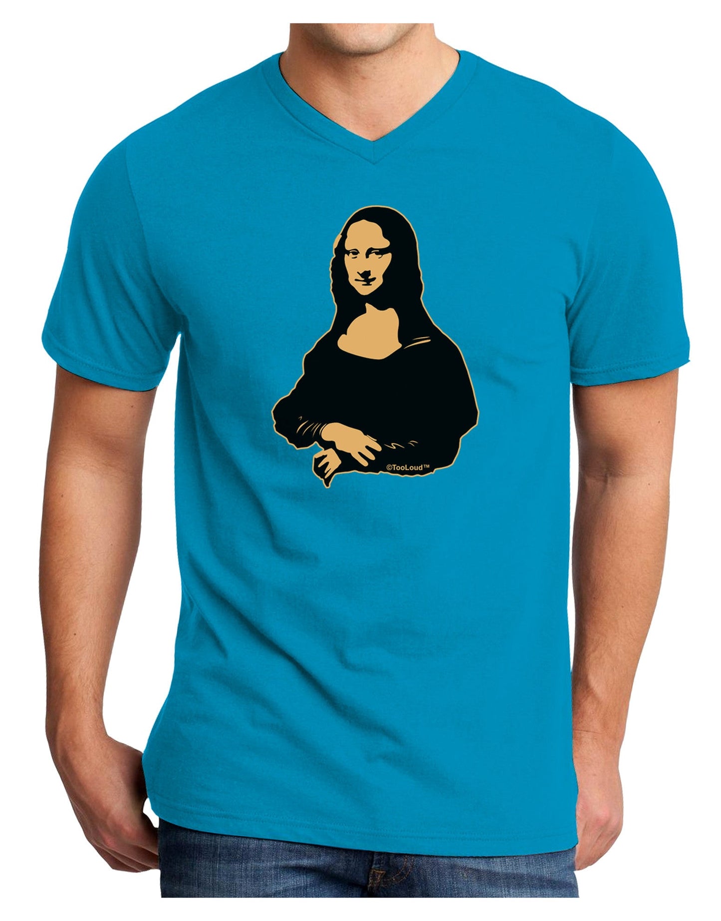 Mona Cutout Adult Dark V-Neck T-Shirt-Mens V-Neck T-Shirt-TooLoud-Turquoise-Small-Davson Sales
