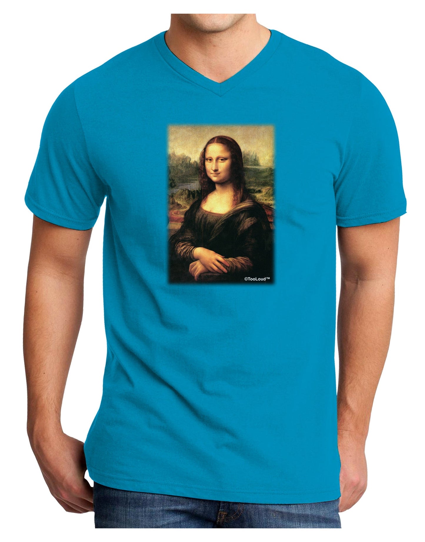 Mona Painting Adult Dark V-Neck T-Shirt-Mens V-Neck T-Shirt-TooLoud-Turquoise-Small-Davson Sales