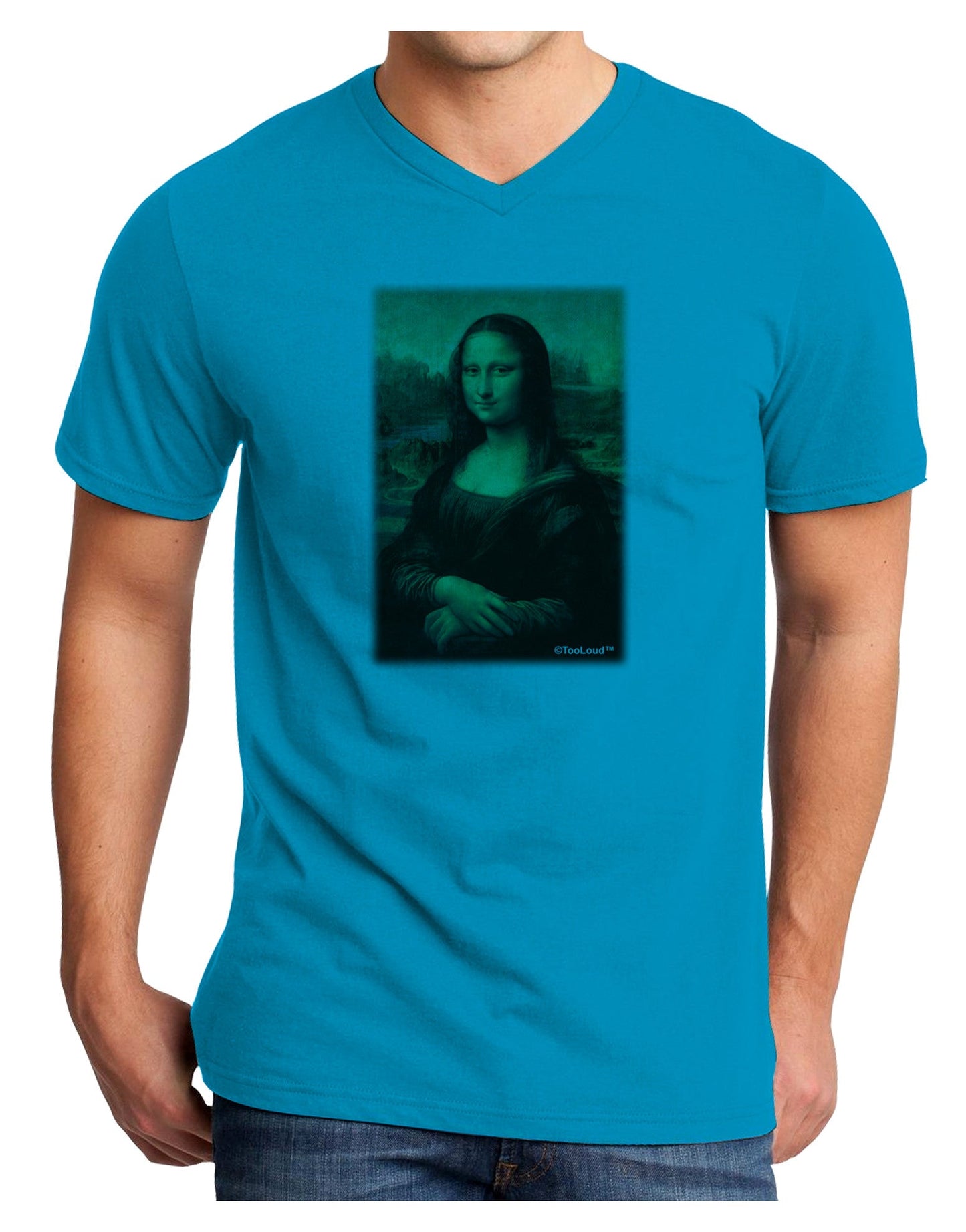 Mona Painting Adult V-Neck T-shirt-Mens V-Neck T-Shirt-TooLoud-Turquoise-Small-Davson Sales