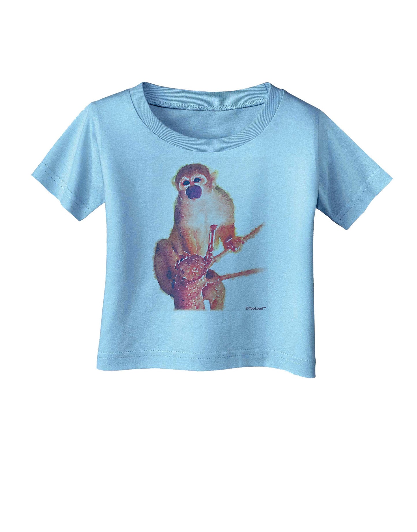 Monkey in Tree Watercolor Infant T-Shirt-Infant T-Shirt-TooLoud-Aquatic-Blue-06-Months-Davson Sales