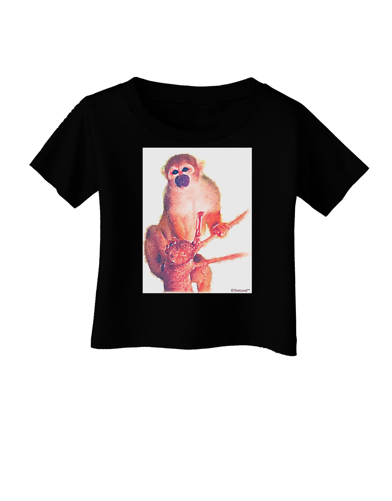 Monkey in Tree Watercolor Infant T-Shirt Dark-Infant T-Shirt-TooLoud-Black-06-Months-Davson Sales
