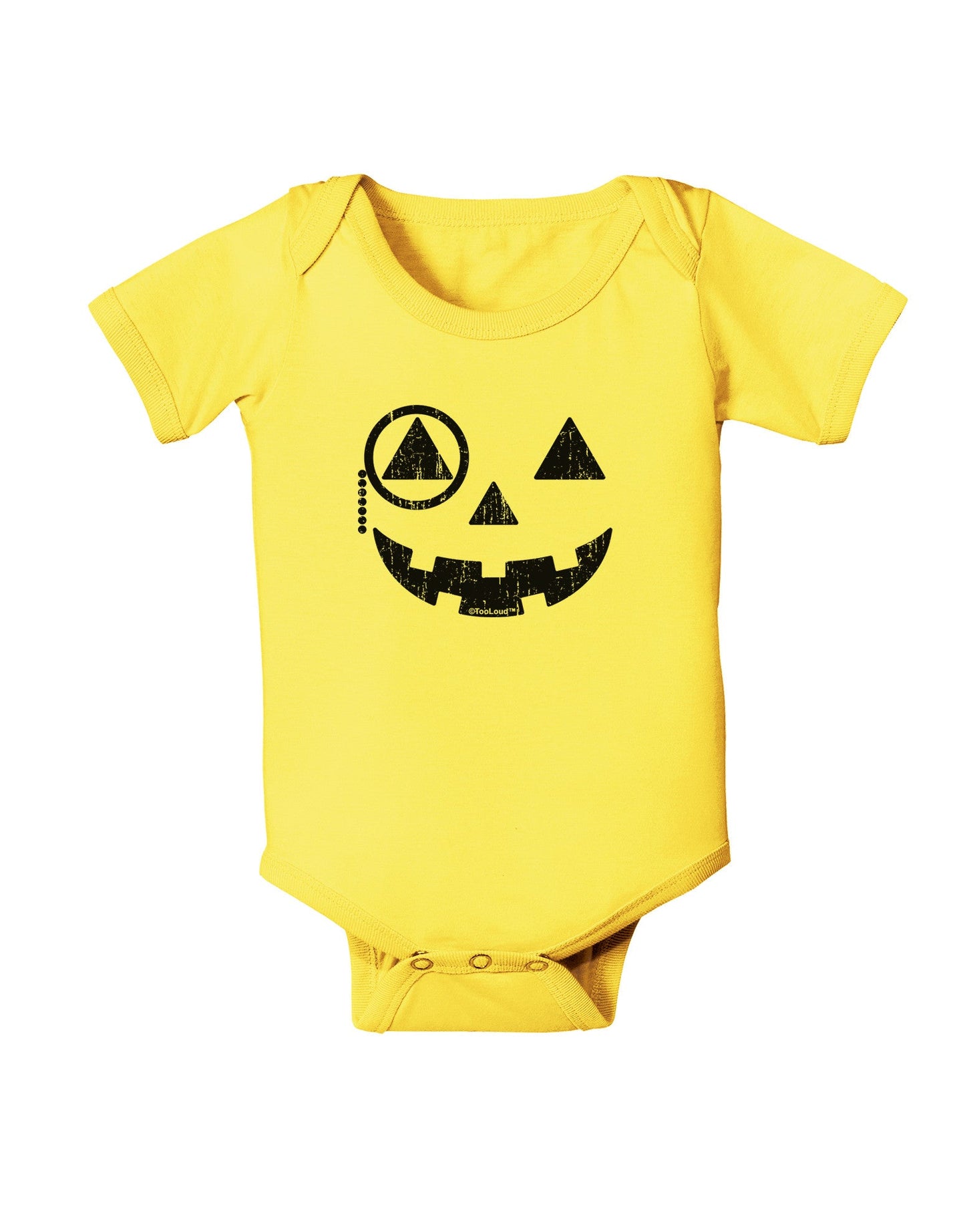 Monocle Jack-o-Lantern Distressed Baby Romper Bodysuit-Baby Romper-TooLoud-Yellow-06-Months-Davson Sales