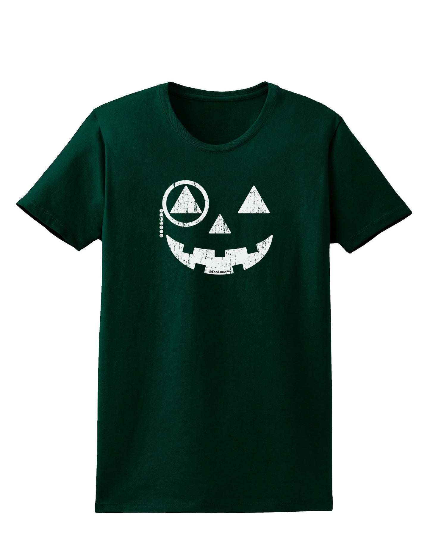 Monocle Jack-o-Lantern Distressed Womens Dark T-Shirt-TooLoud-Forest-Green-Small-Davson Sales
