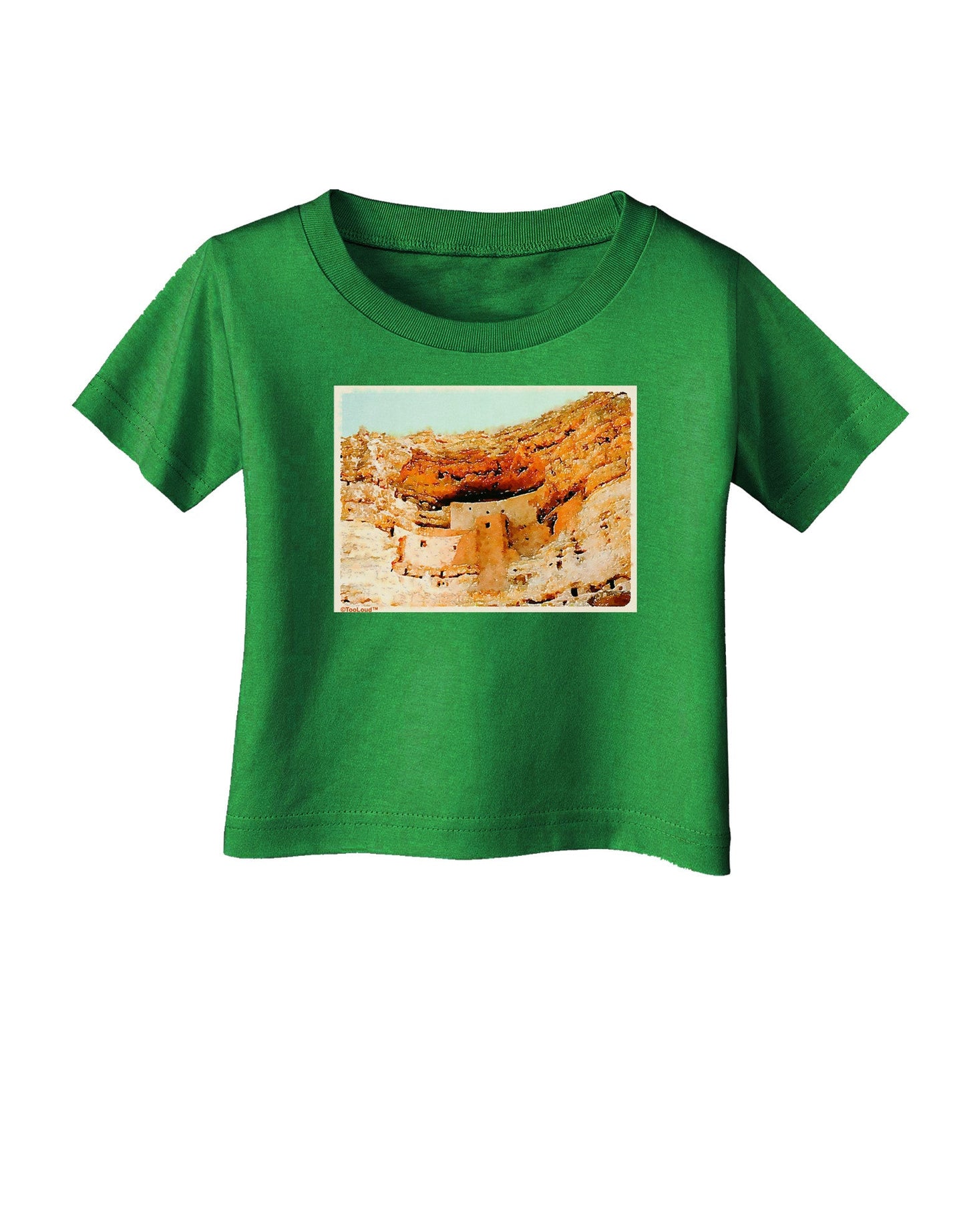 Montezuma Castle Watercolor Infant T-Shirt Dark-Infant T-Shirt-TooLoud-Clover-Green-06-Months-Davson Sales