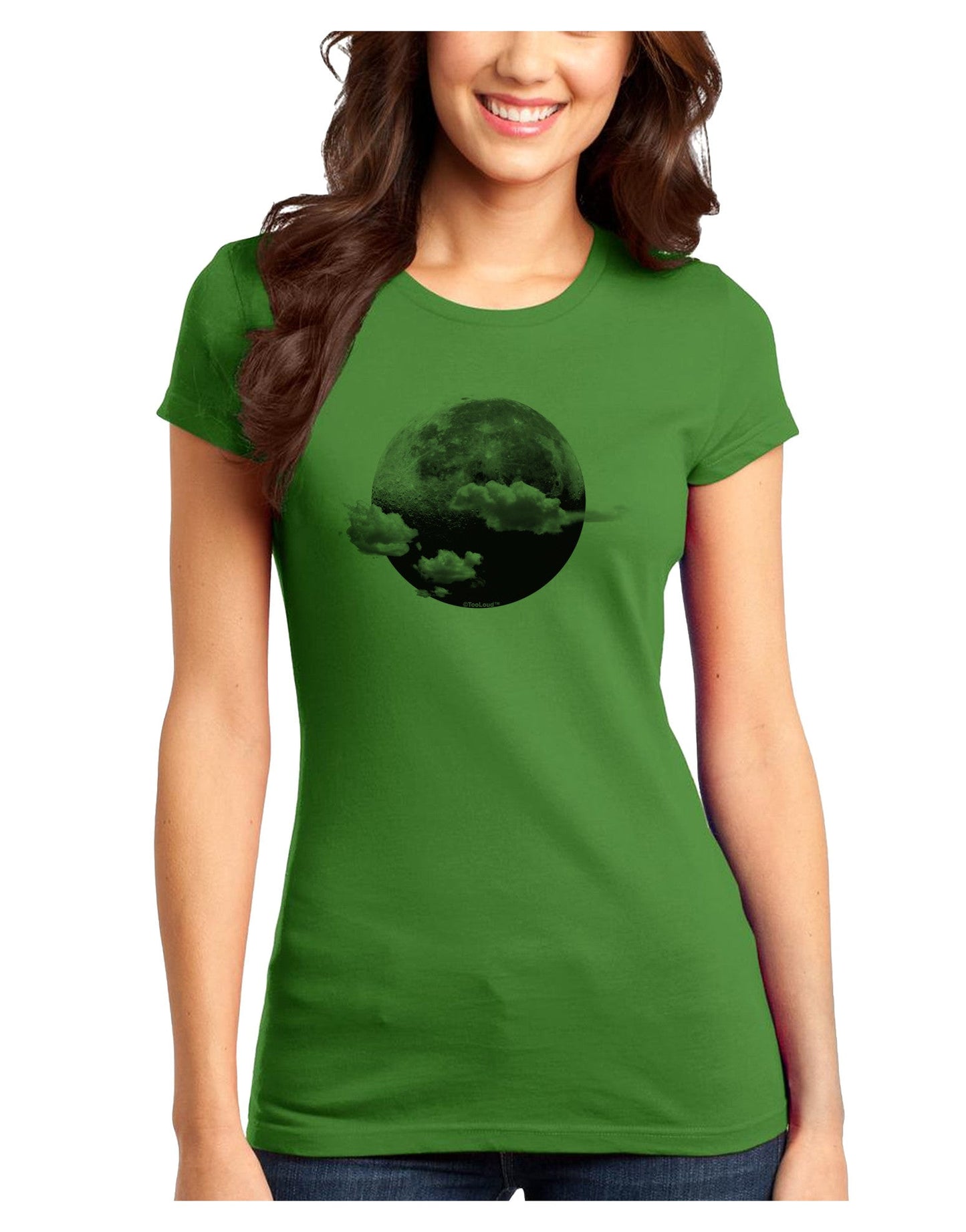 Moon Dream Earth Juniors T-Shirt-Womens Juniors T-Shirt-TooLoud-Kiwi-Green-Juniors Fitted X-Small-Davson Sales