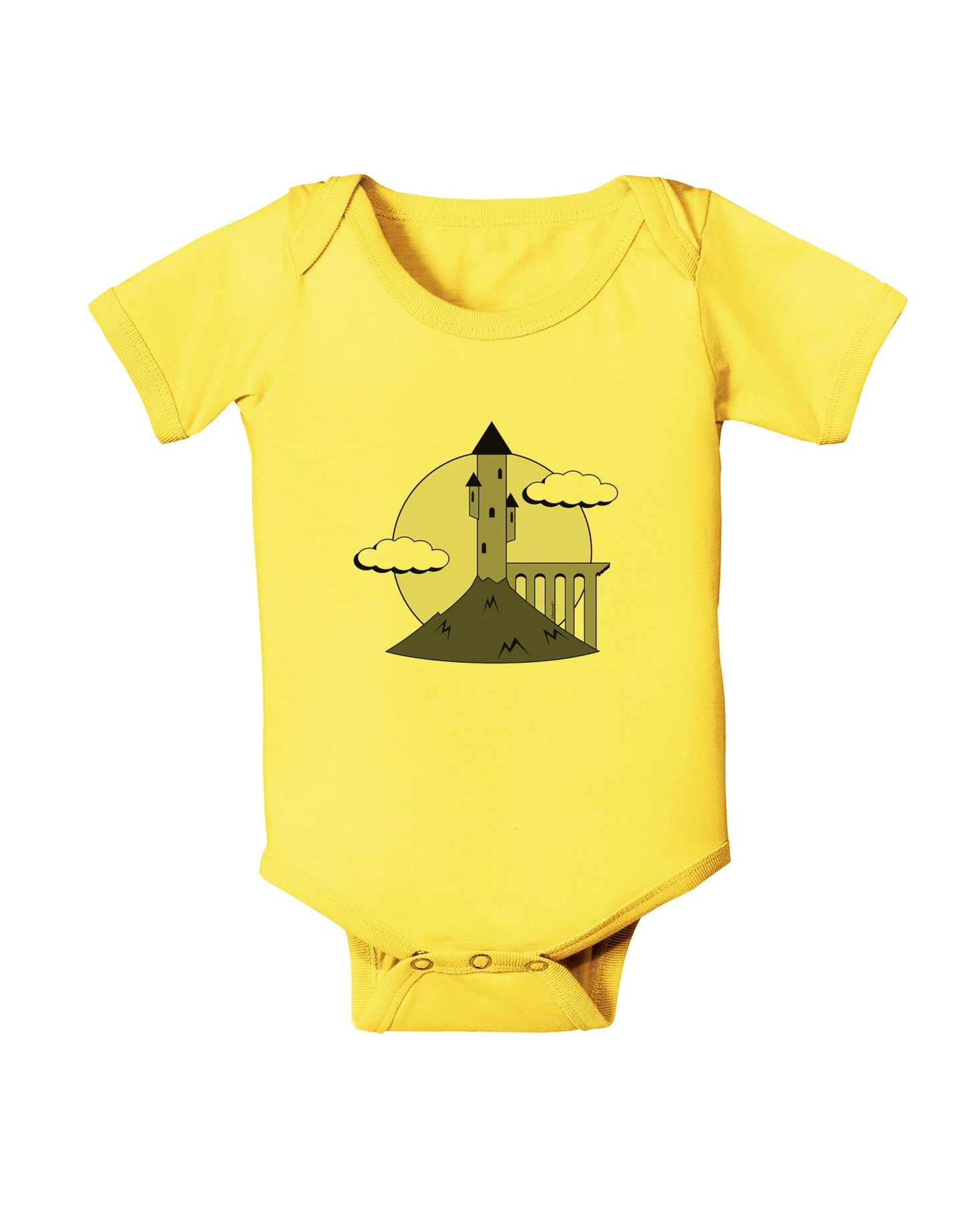 Moonlit Wizard Tower - Grayscale Baby Romper Bodysuit-Baby Romper-TooLoud-Yellow-06-Months-Davson Sales
