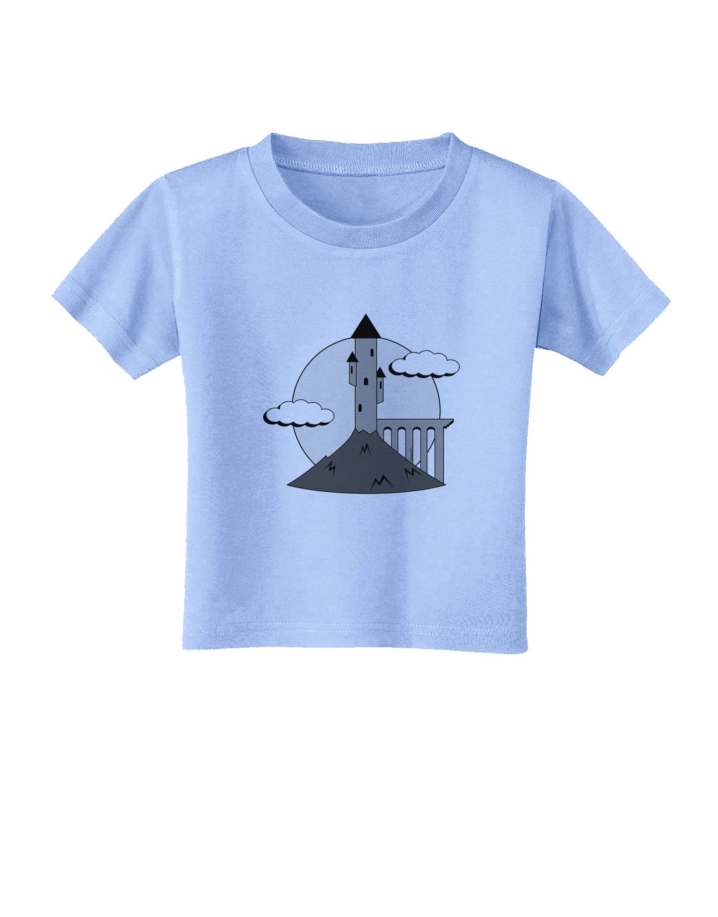 Moonlit Wizard Tower - Grayscale Toddler T-Shirt-Toddler T-Shirt-TooLoud-Aquatic-Blue-2T-Davson Sales