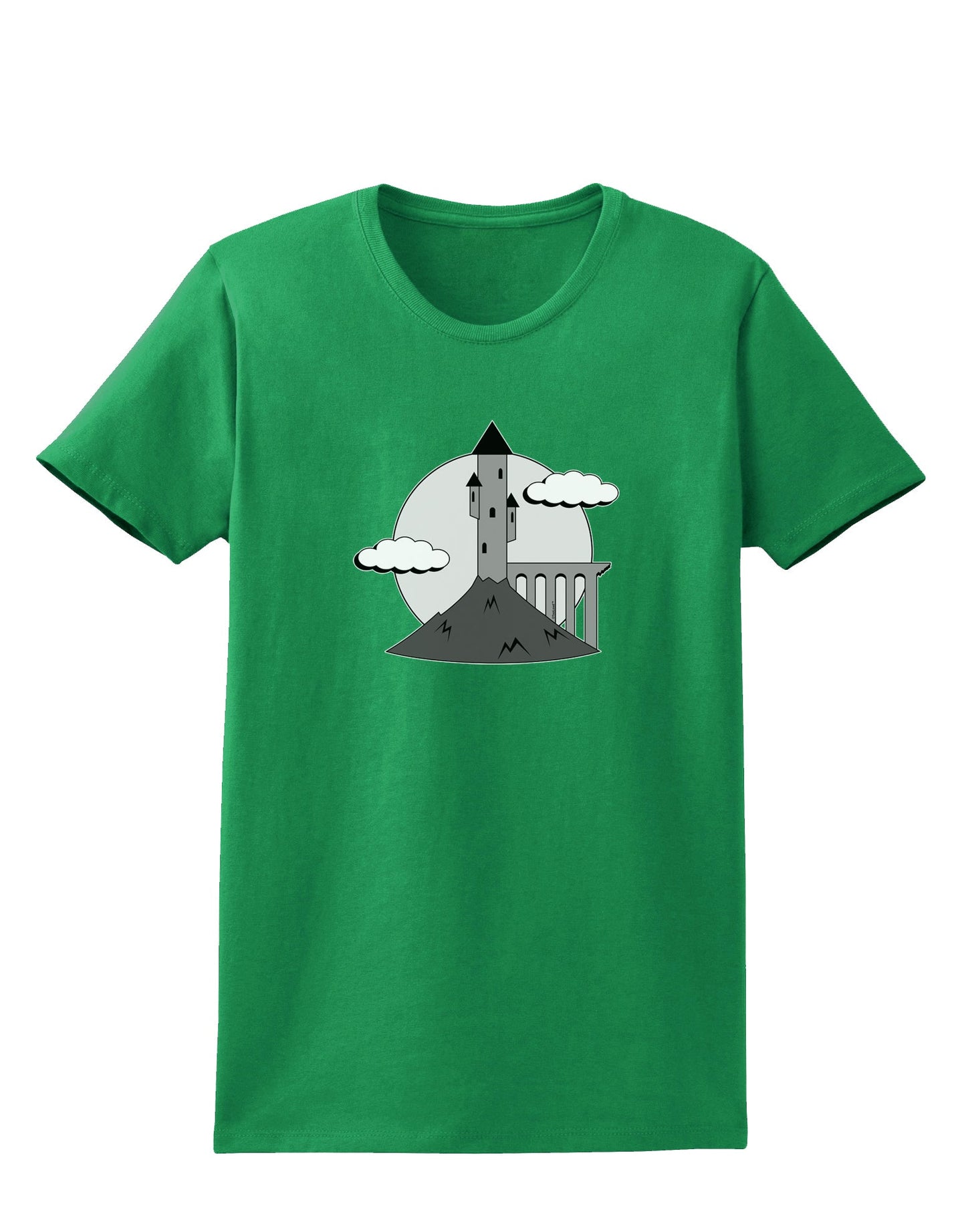 Moonlit Wizard Tower - Grayscale Womens Dark T-Shirt-Womens T-Shirt-TooLoud-Kelly-Green-X-Small-Davson Sales
