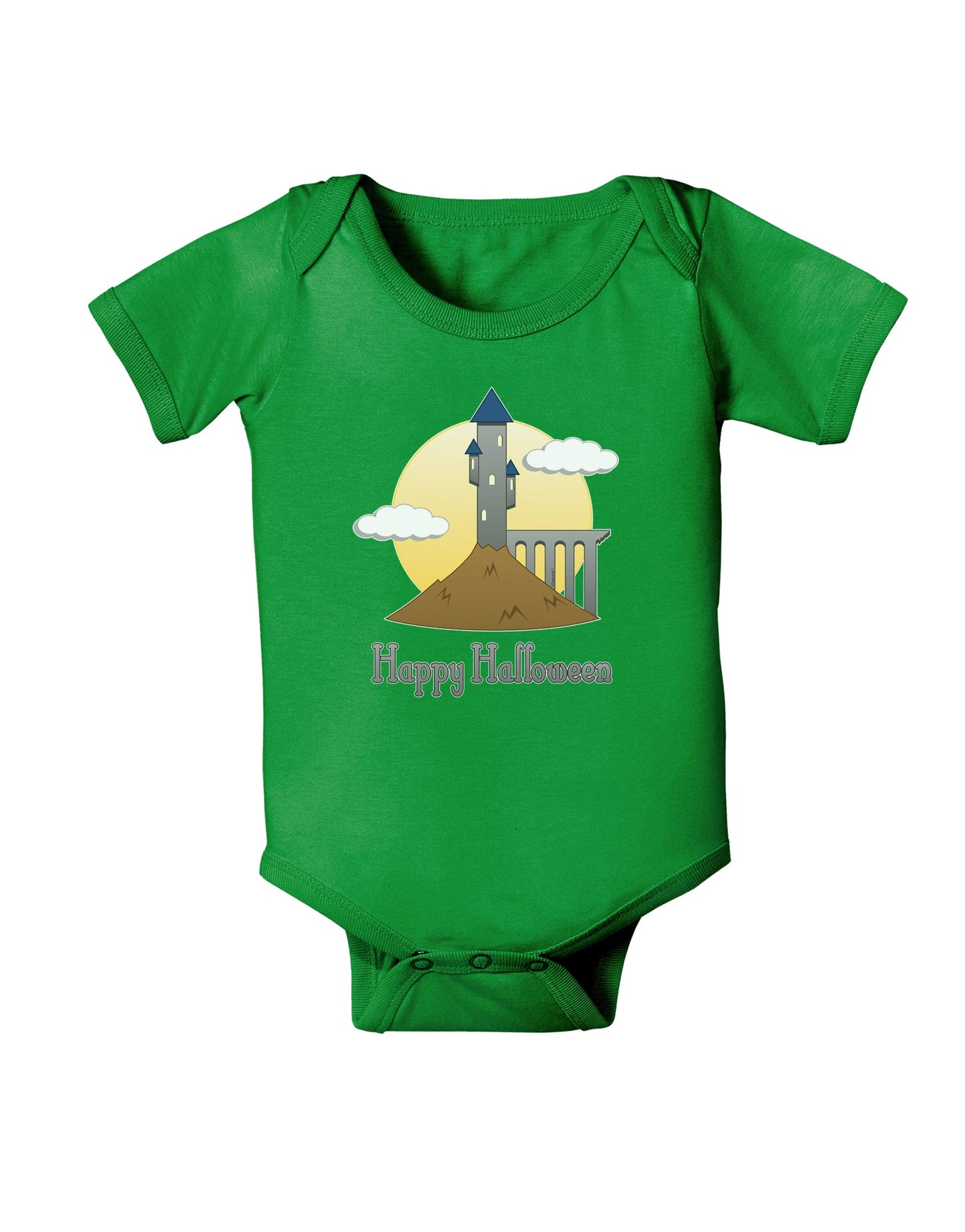 Moonlit Wizard Tower - Happy Halloween Baby Romper Bodysuit Dark-Baby Romper-TooLoud-Clover-Green-06-Months-Davson Sales