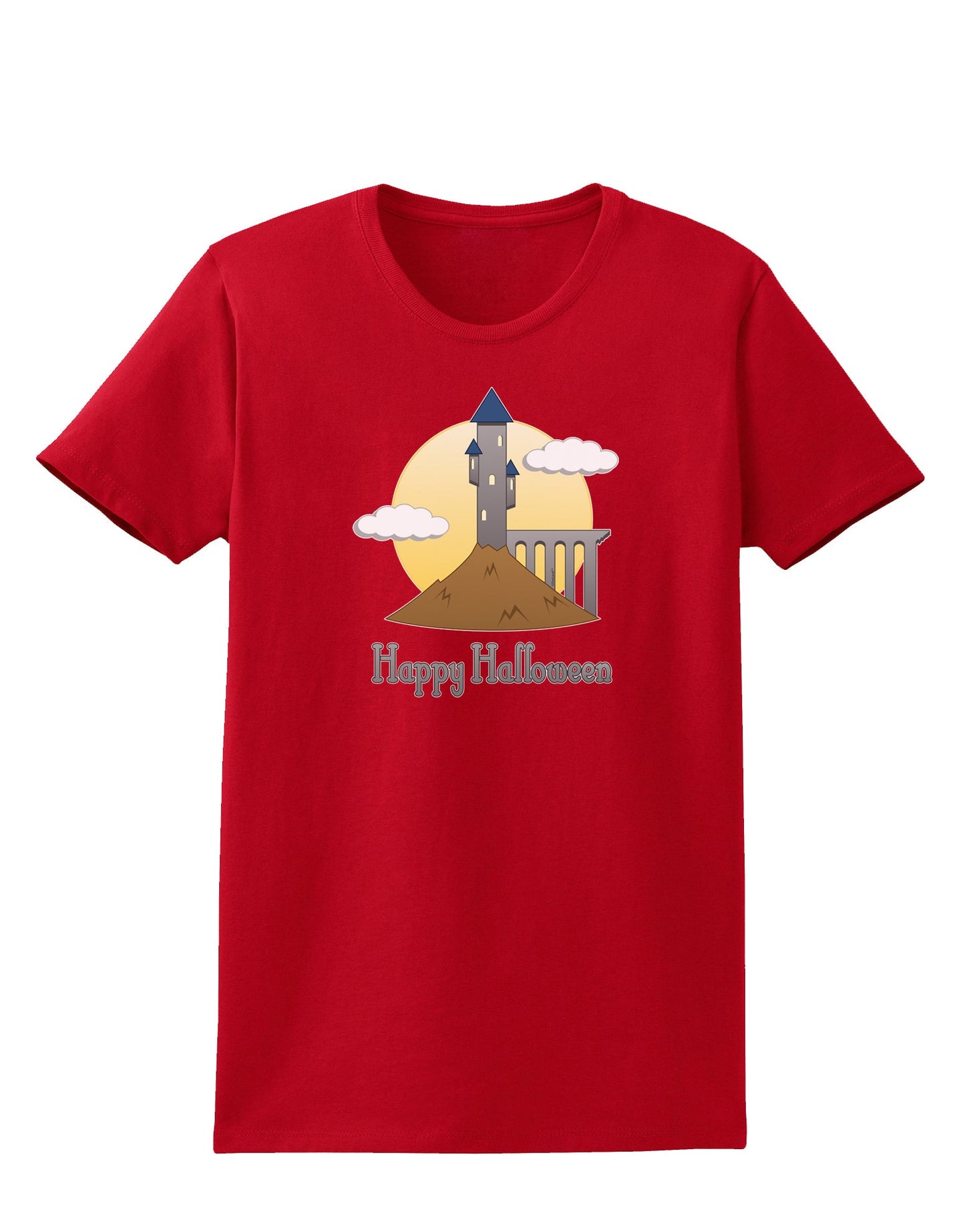 Moonlit Wizard Tower - Happy Halloween Womens Dark T-Shirt-Womens T-Shirt-TooLoud-Red-X-Small-Davson Sales