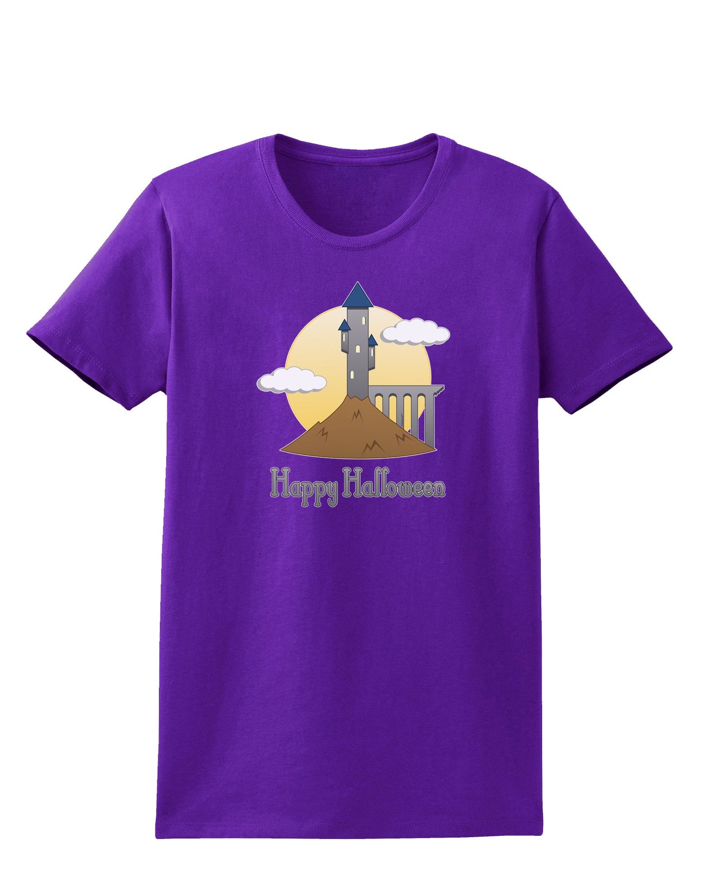 Moonlit Wizard Tower - Happy Halloween Womens Dark T-Shirt-Womens T-Shirt-TooLoud-Purple-X-Small-Davson Sales