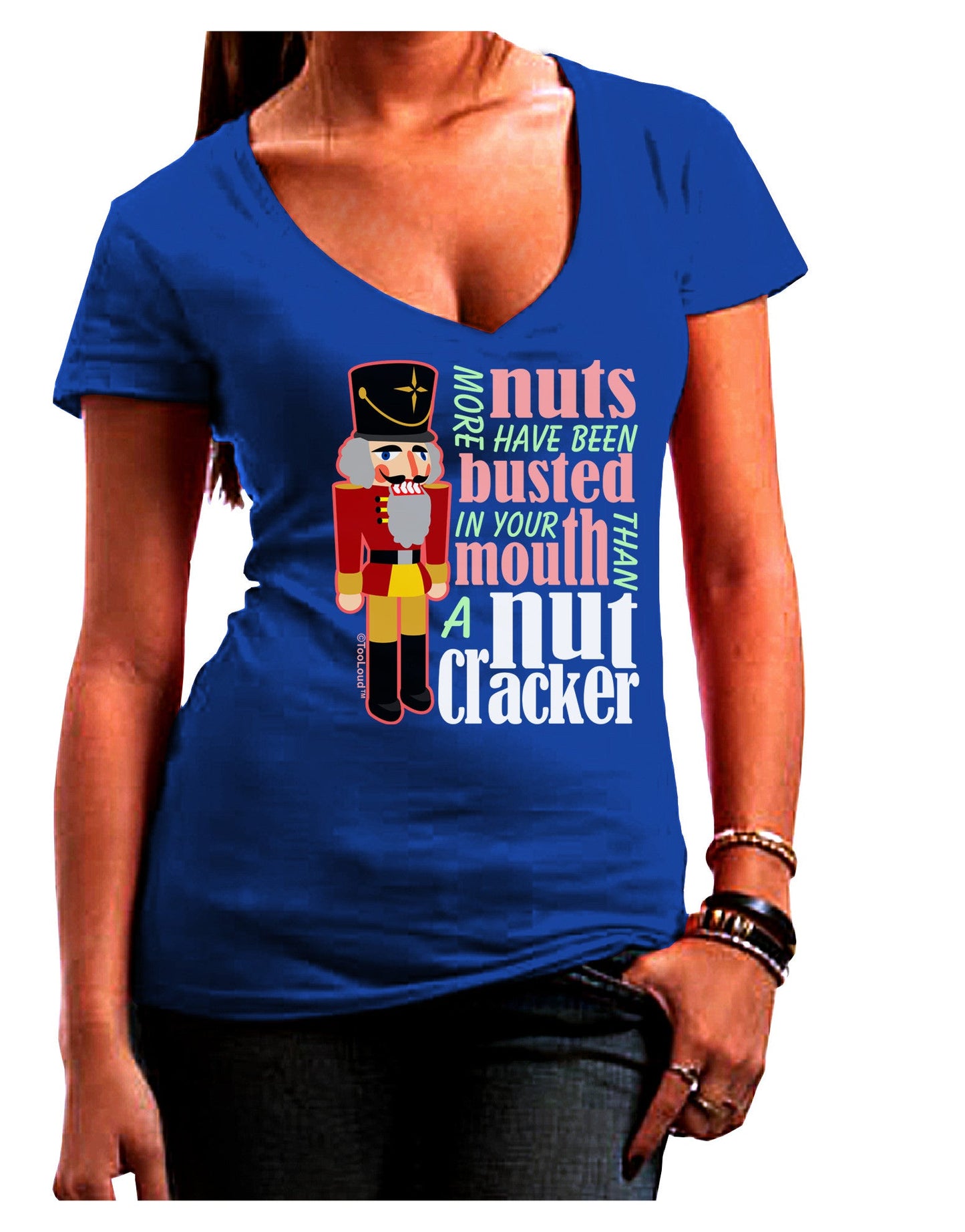 More Nuts Busted - Your Mouth Womens V-Neck Dark T-Shirt-Womens V-Neck T-Shirts-TooLoud-Royal-Blue-Juniors Fitted Small-Davson Sales