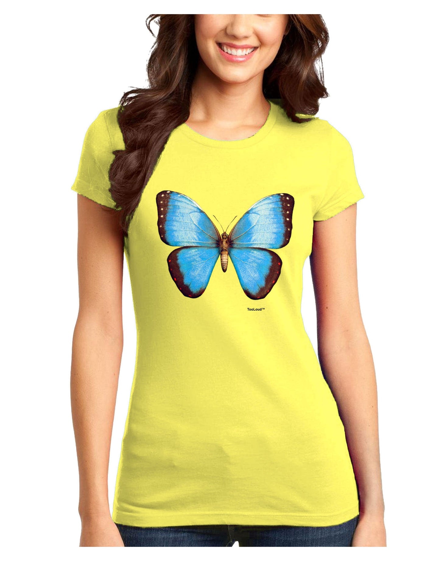 Morpho Butterfly Juniors T-Shirt-Womens Juniors T-Shirt-TooLoud-Yellow-Small-Davson Sales