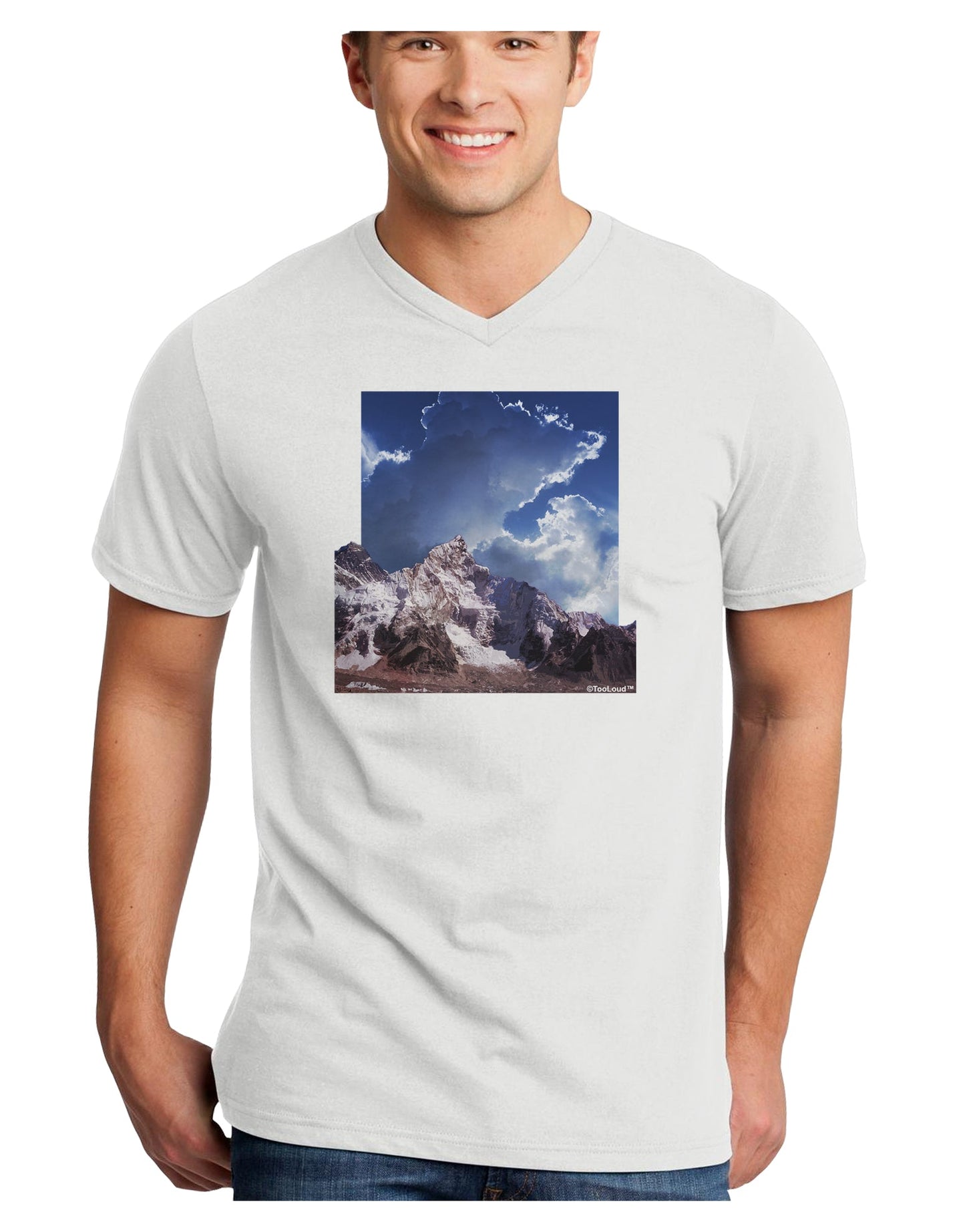 Mountain Pop Out Adult V-Neck T-shirt by TooLoud-Mens V-Neck T-Shirt-TooLoud-White-Small-Davson Sales