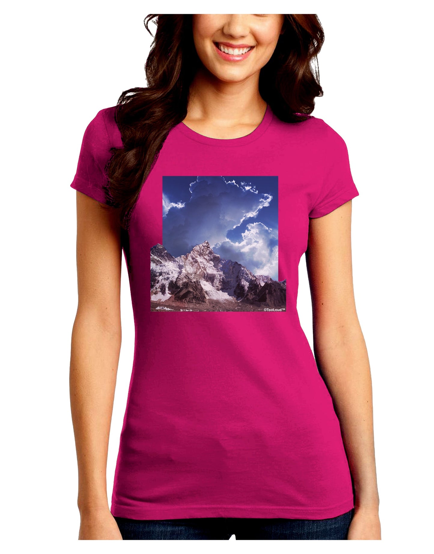 Mountain Pop Out Juniors Crew Dark T-Shirt by TooLoud-T-Shirts Juniors Tops-TooLoud-Hot-Pink-Juniors Fitted Small-Davson Sales