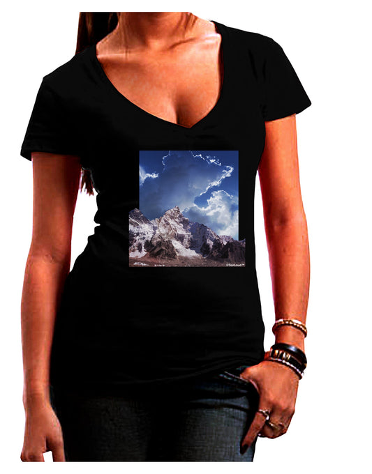 Mountain Pop Out Juniors V-Neck Dark T-Shirt by TooLoud-Womens V-Neck T-Shirts-TooLoud-Black-Juniors Fitted Small-Davson Sales