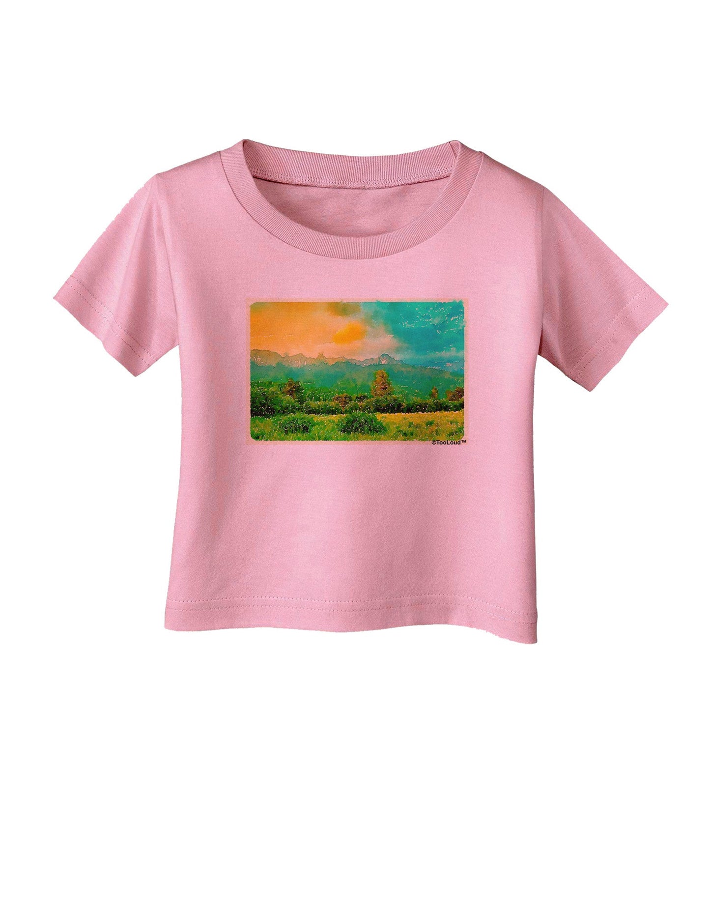 Mountain Sunset Watercolor Infant T-Shirt-Infant T-Shirt-TooLoud-Candy-Pink-06-Months-Davson Sales