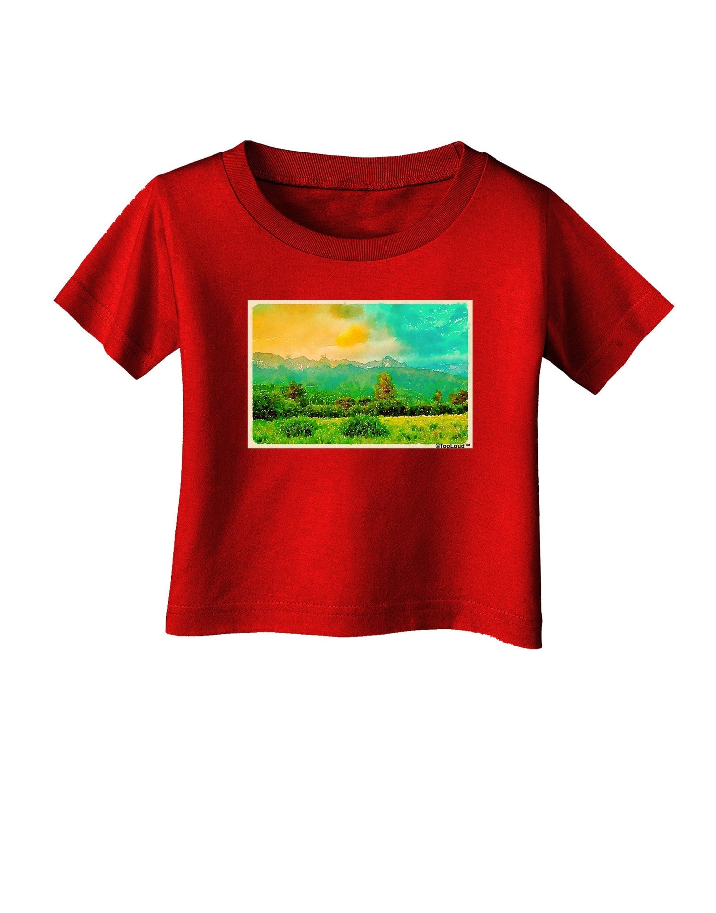 Mountain Sunset Watercolor Infant T-Shirt Dark-Infant T-Shirt-TooLoud-Red-06-Months-Davson Sales