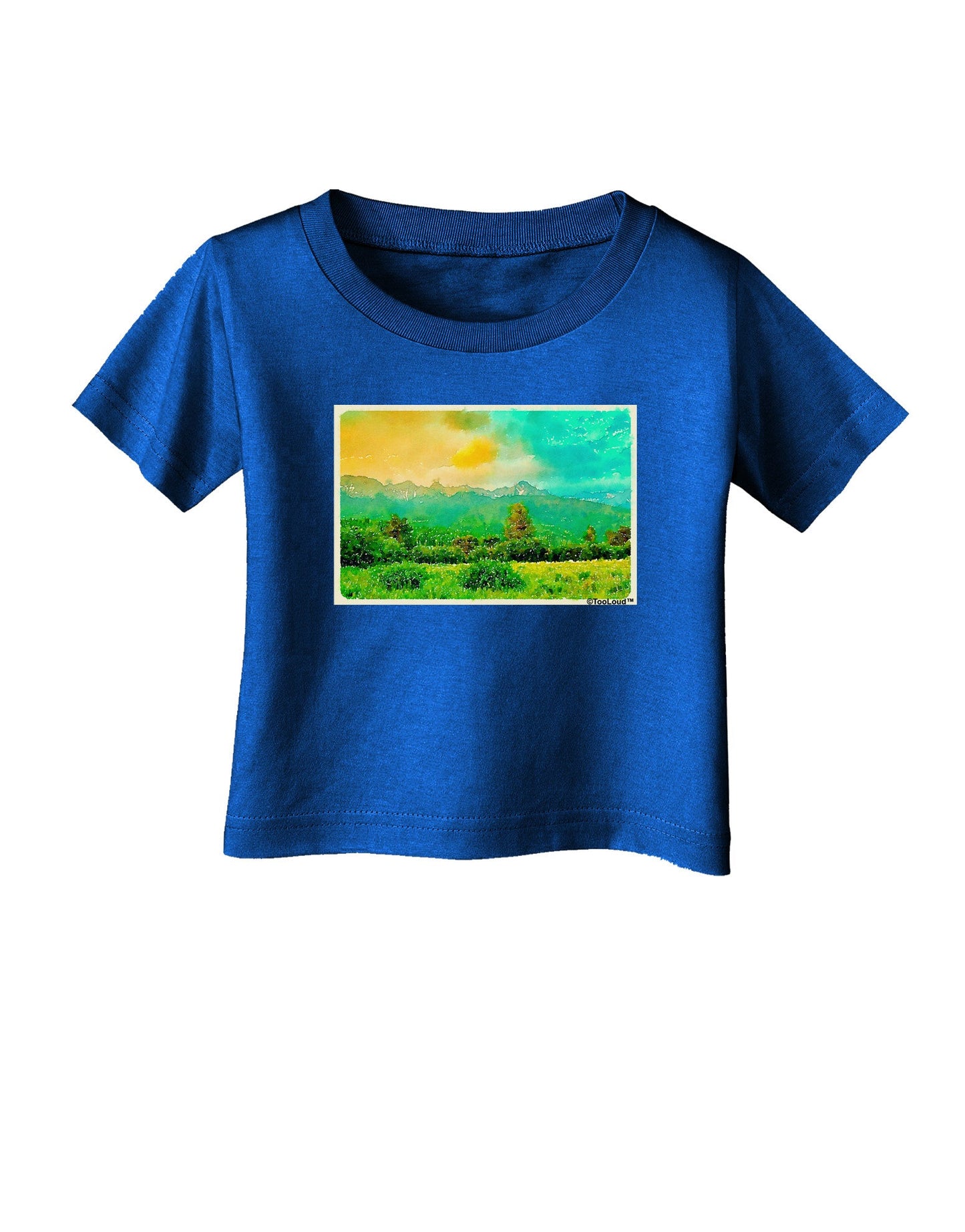 Mountain Sunset Watercolor Infant T-Shirt Dark-Infant T-Shirt-TooLoud-Royal-Blue-06-Months-Davson Sales