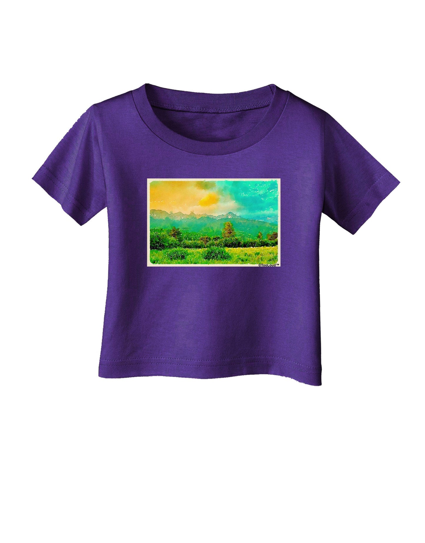 Mountain Sunset Watercolor Infant T-Shirt Dark-Infant T-Shirt-TooLoud-Purple-06-Months-Davson Sales