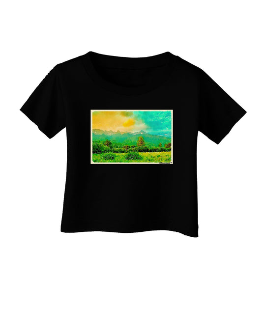 Mountain Sunset Watercolor Infant T-Shirt Dark-Infant T-Shirt-TooLoud-Black-06-Months-Davson Sales