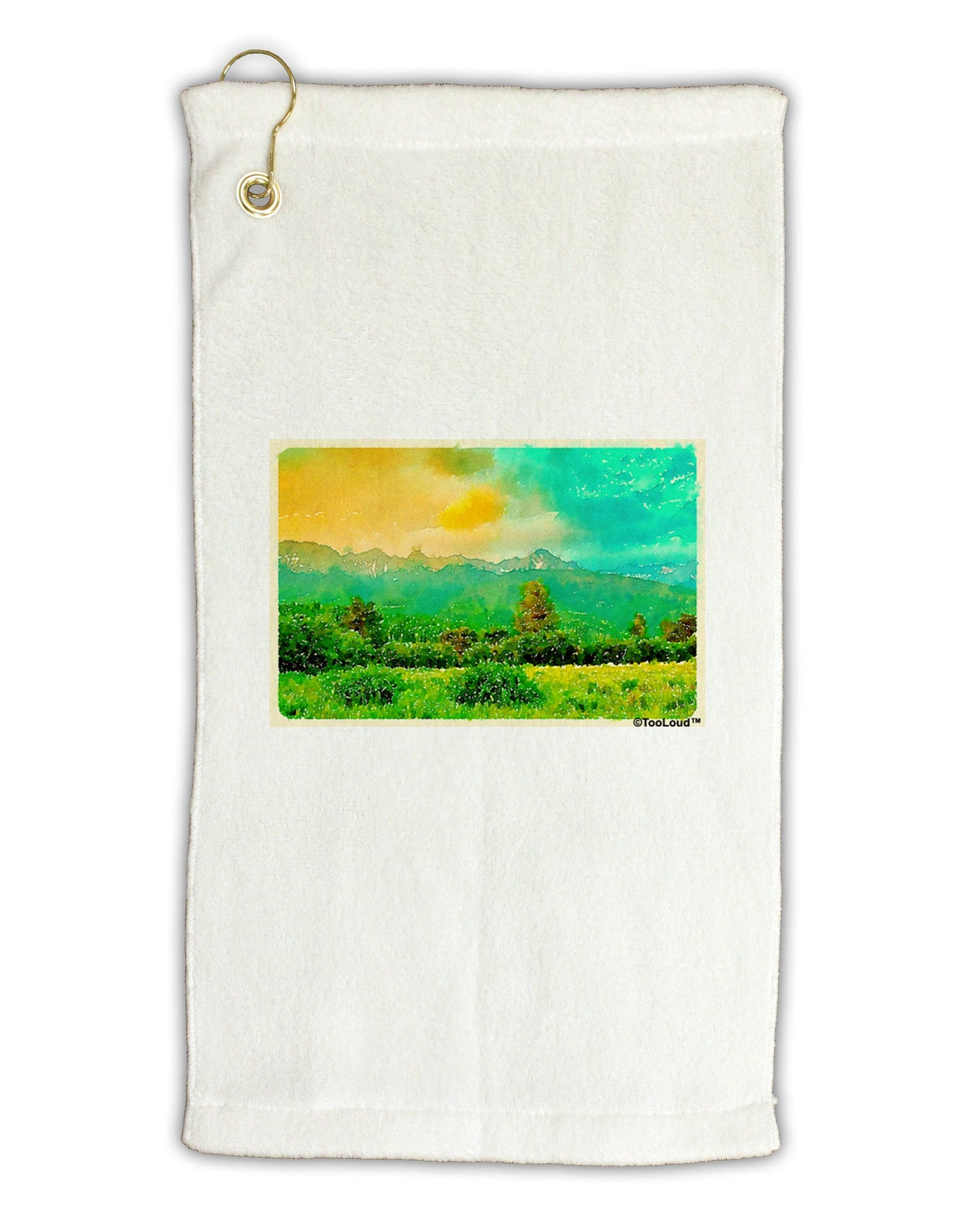 Mountain Sunset Watercolor Micro Terry Gromet Golf Towel 11"x19-Golf Towel-TooLoud-White-Davson Sales