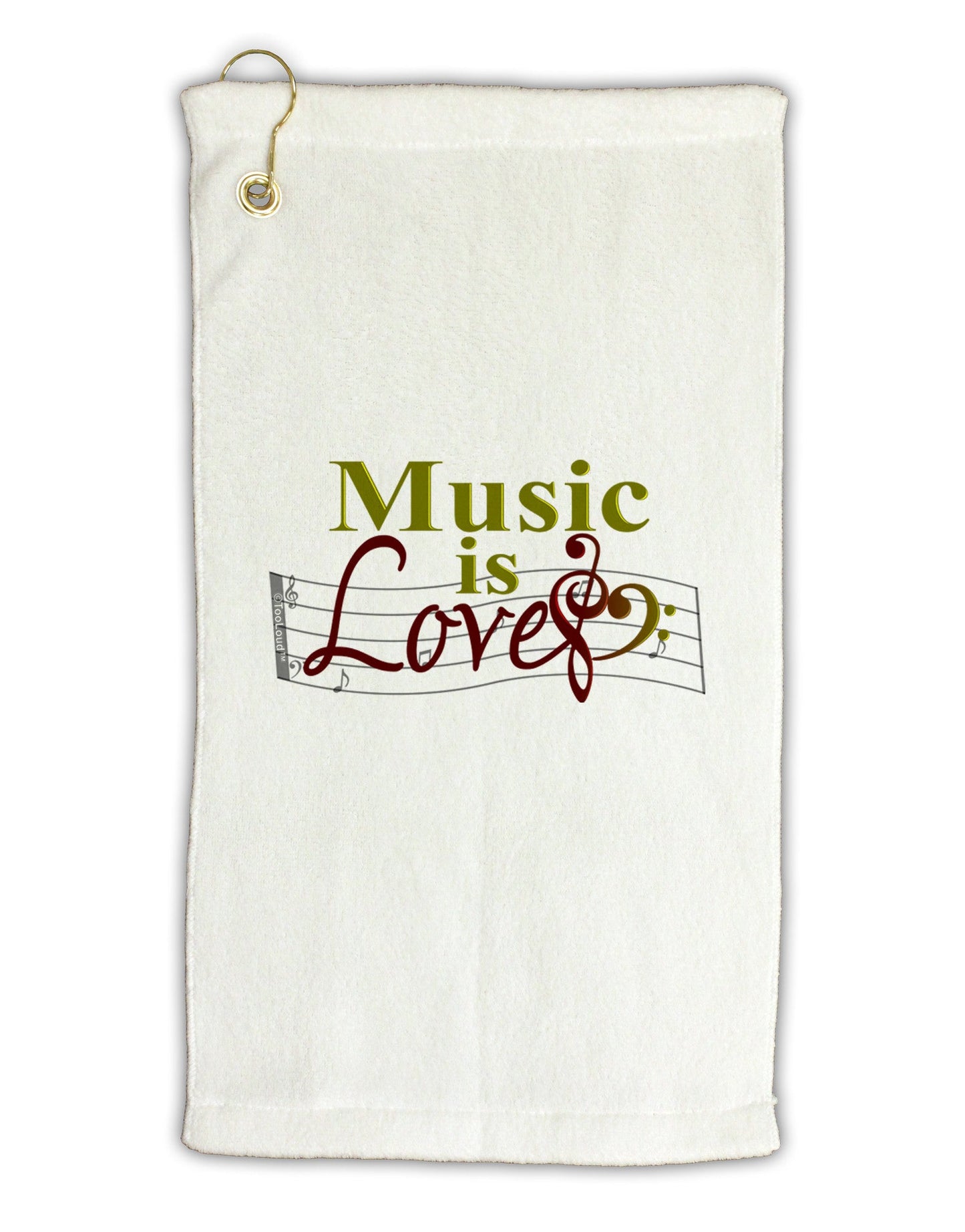Music Is Love Micro Terry Gromet Golf Towel 16 x 25 inch-Golf Towel-TooLoud-White-Davson Sales