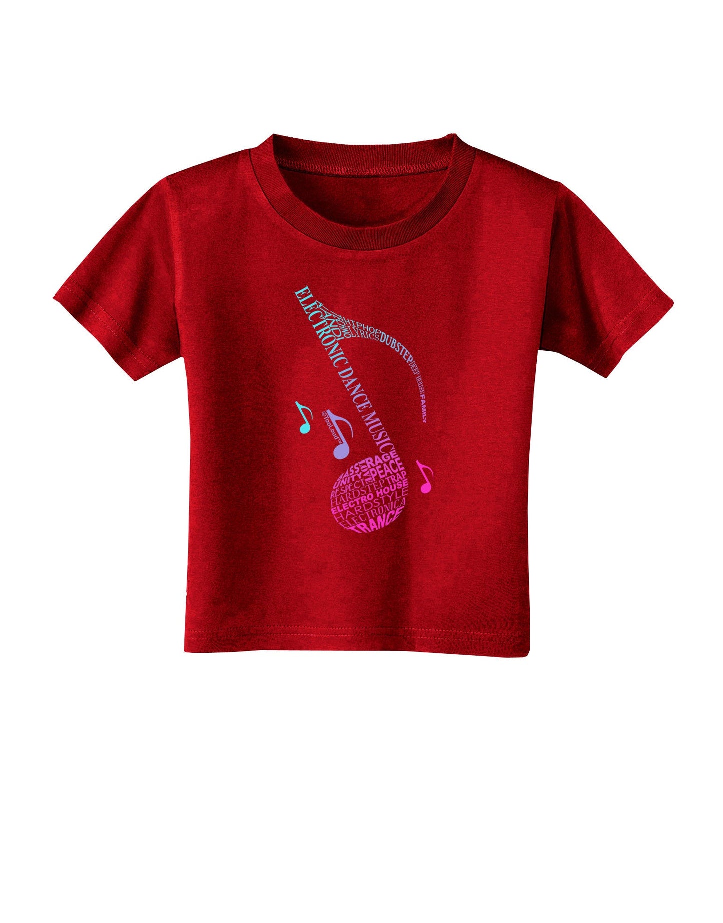 Music Note Typography Toddler T-Shirt Dark-Toddler T-Shirt-TooLoud-Red-2T-Davson Sales
