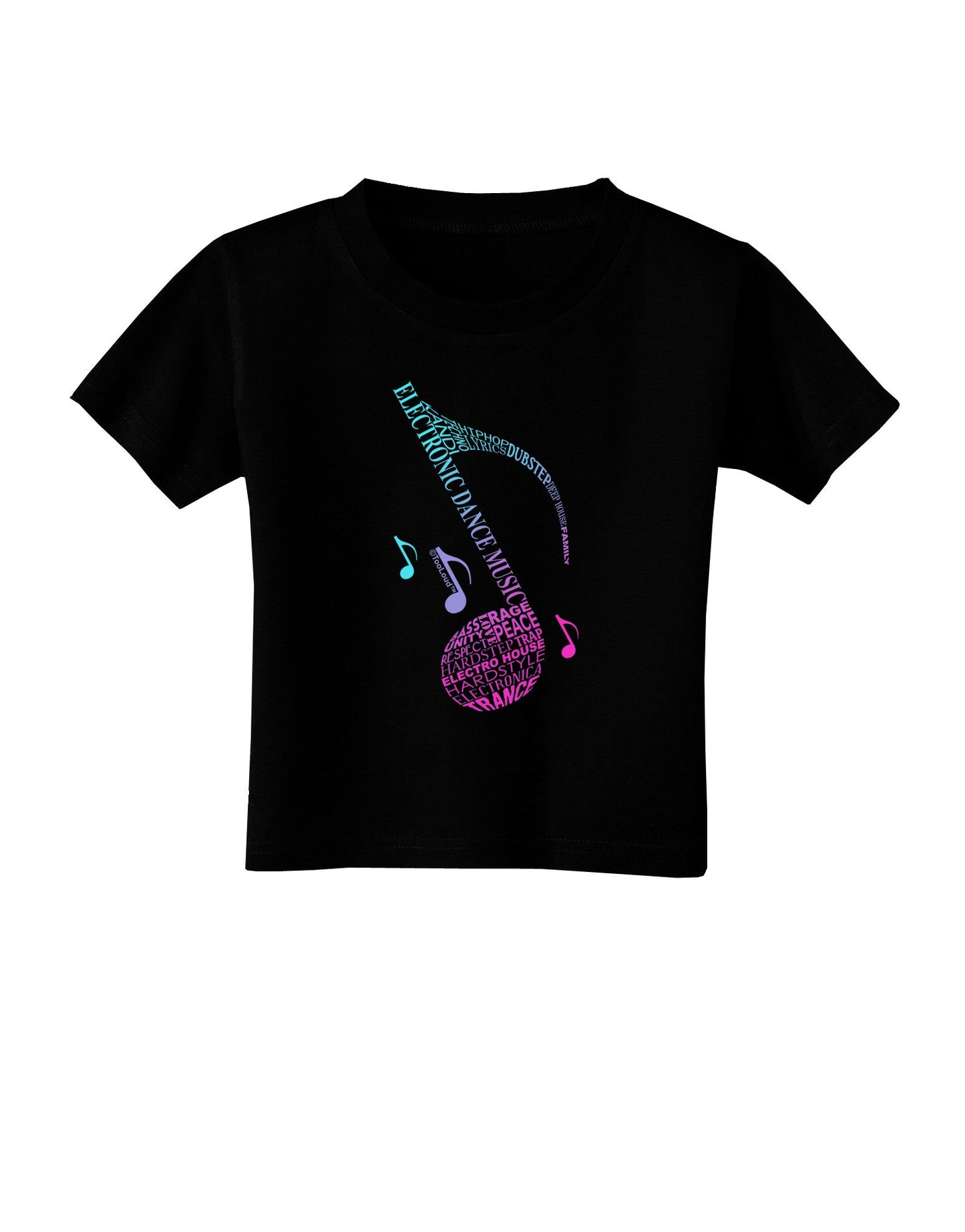 Music Note Typography Toddler T-Shirt Dark-Toddler T-Shirt-TooLoud-Black-2T-Davson Sales