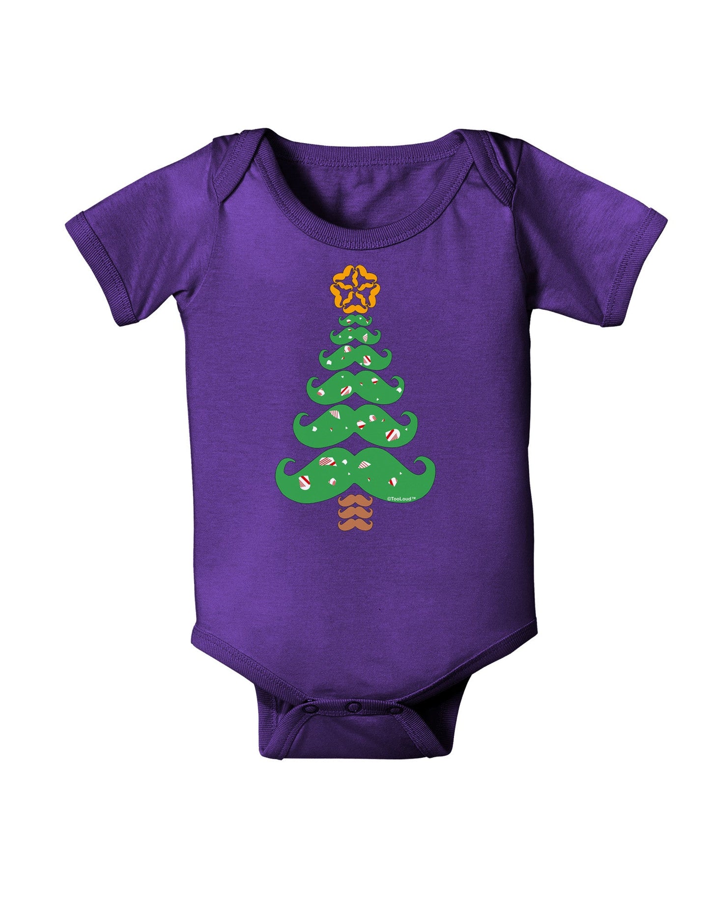 Mustache Christmas Tree Baby Romper Bodysuit Dark-Baby Romper-TooLoud-Purple-06-Months-Davson Sales