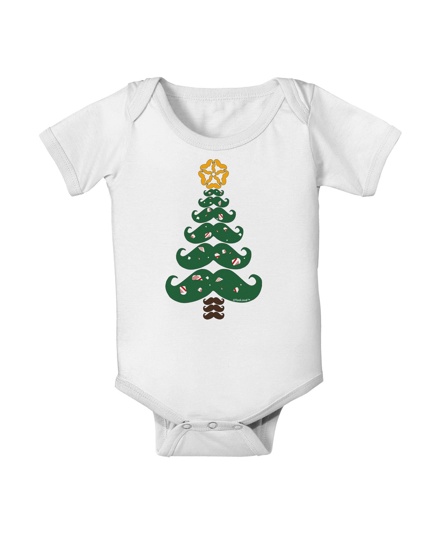 Mustache Christmas Tree Baby Romper Bodysuit-Baby Romper-TooLoud-White-06-Months-Davson Sales