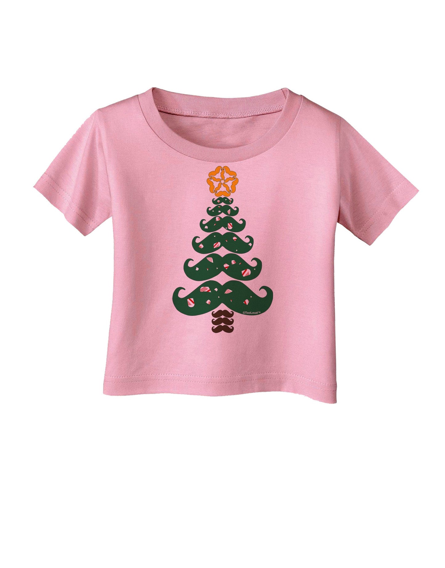 Mustache Christmas Tree Infant T-Shirt-Infant T-Shirt-TooLoud-Candy-Pink-06-Months-Davson Sales