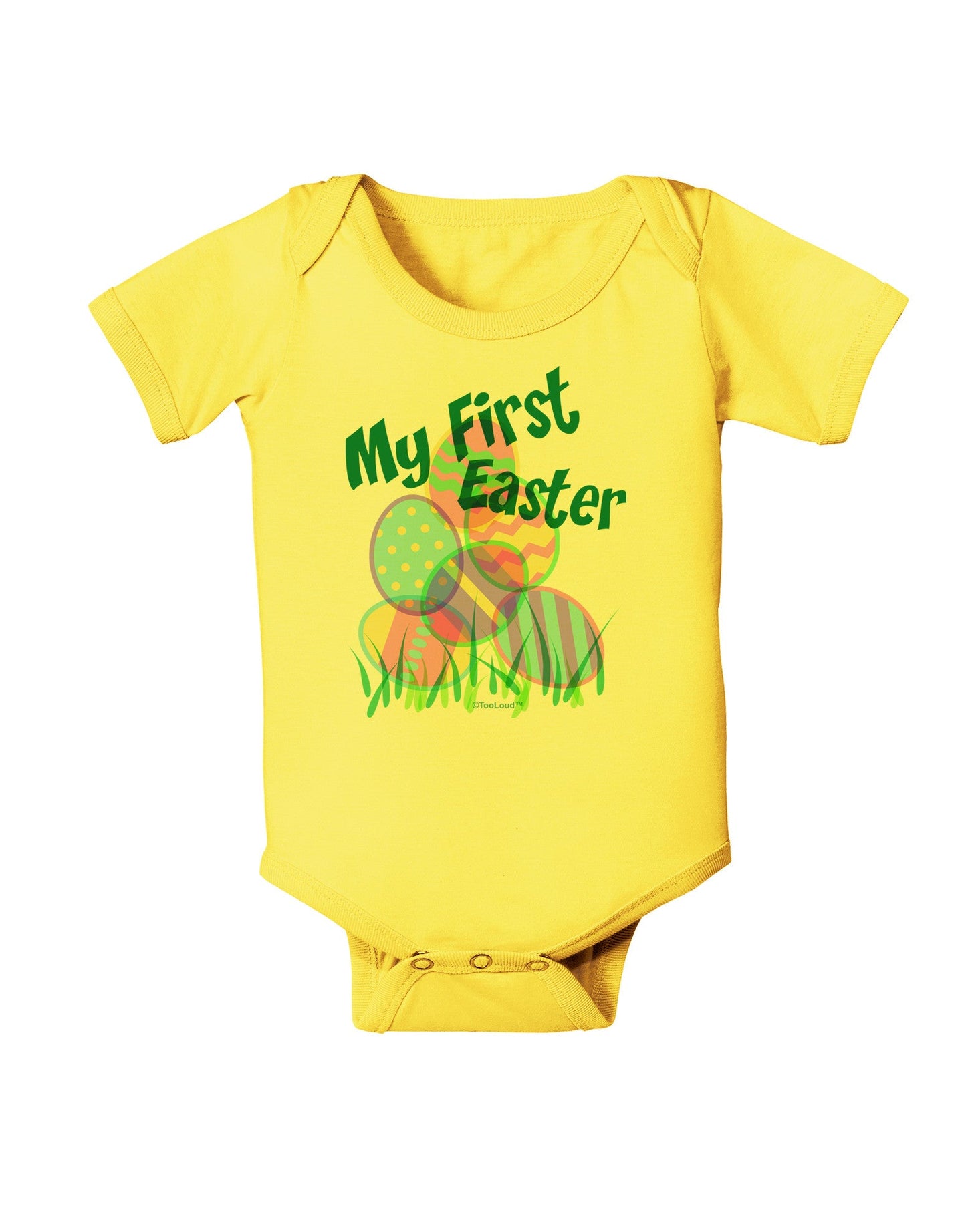 My First Easter Gel Look Print Baby Romper Bodysuit-Baby Romper-TooLoud-Yellow-06-Months-Davson Sales