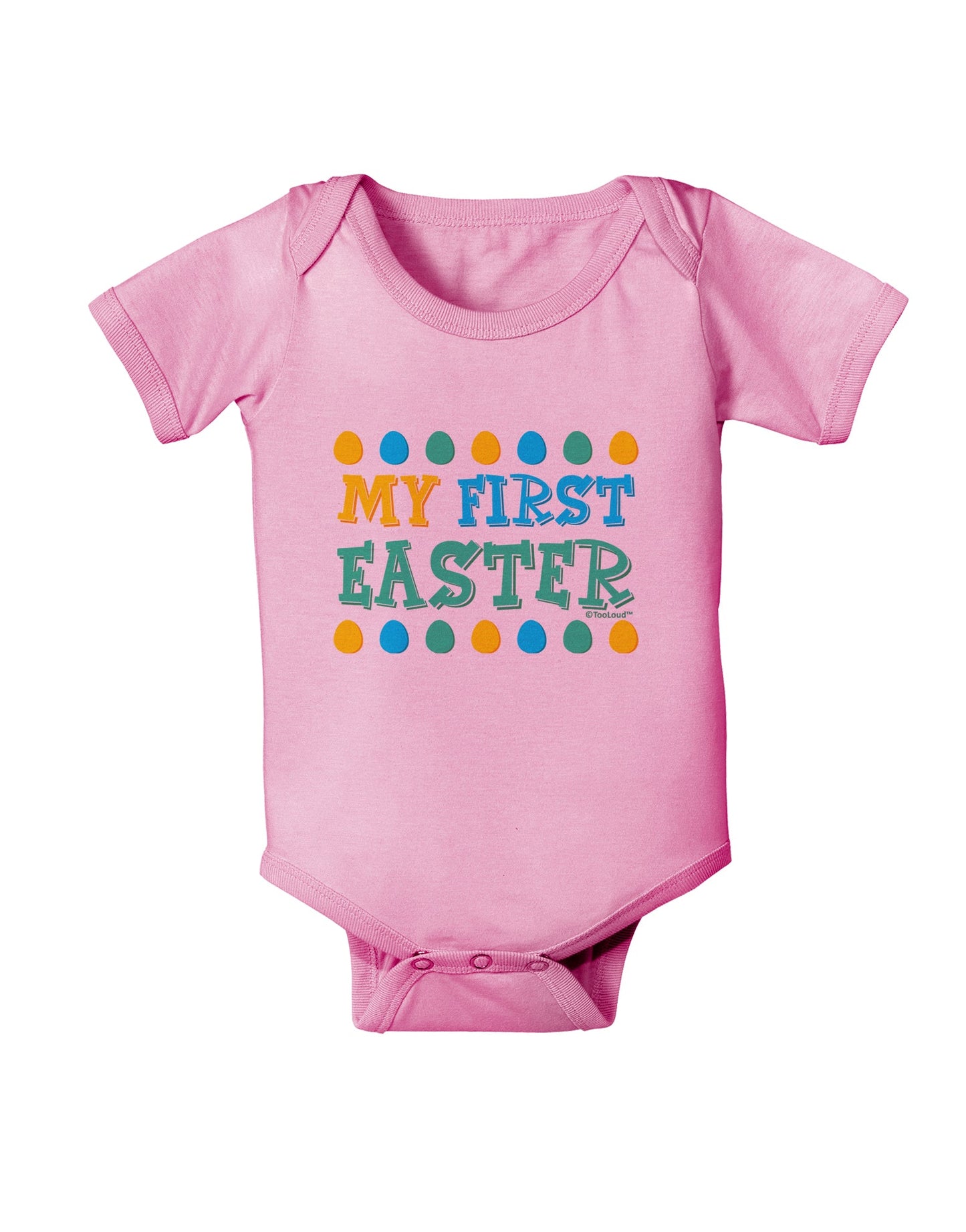 My First Easter - Yellow Blue Green Eggs Baby Romper Bodysuit by TooLoud-Baby Romper-TooLoud-Light-Pink-06-Months-Davson Sales