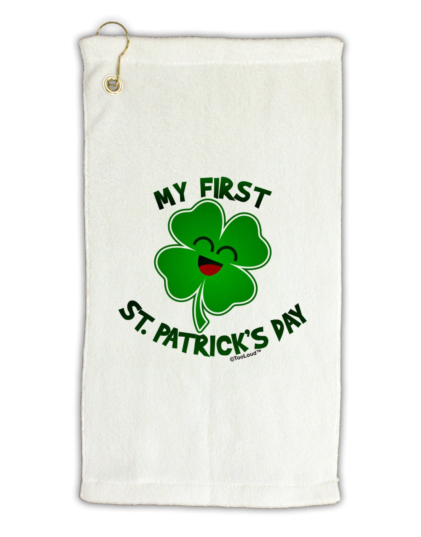 My First St. Patrick's Day Micro Terry Gromet Golf Towel 11"x19-Golf Towel-TooLoud-White-Davson Sales