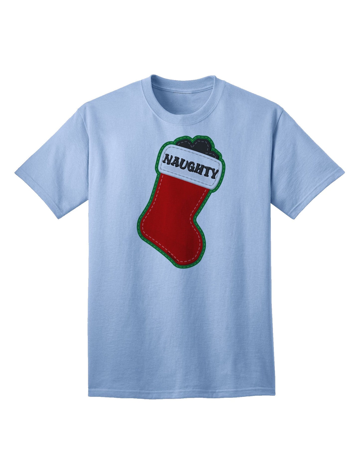 Naughty Coal: Adorable Christmas Stocking Themed Adult T-Shirt for Festive Fun-Mens T-shirts-TooLoud-Light-Blue-Small-Davson Sales