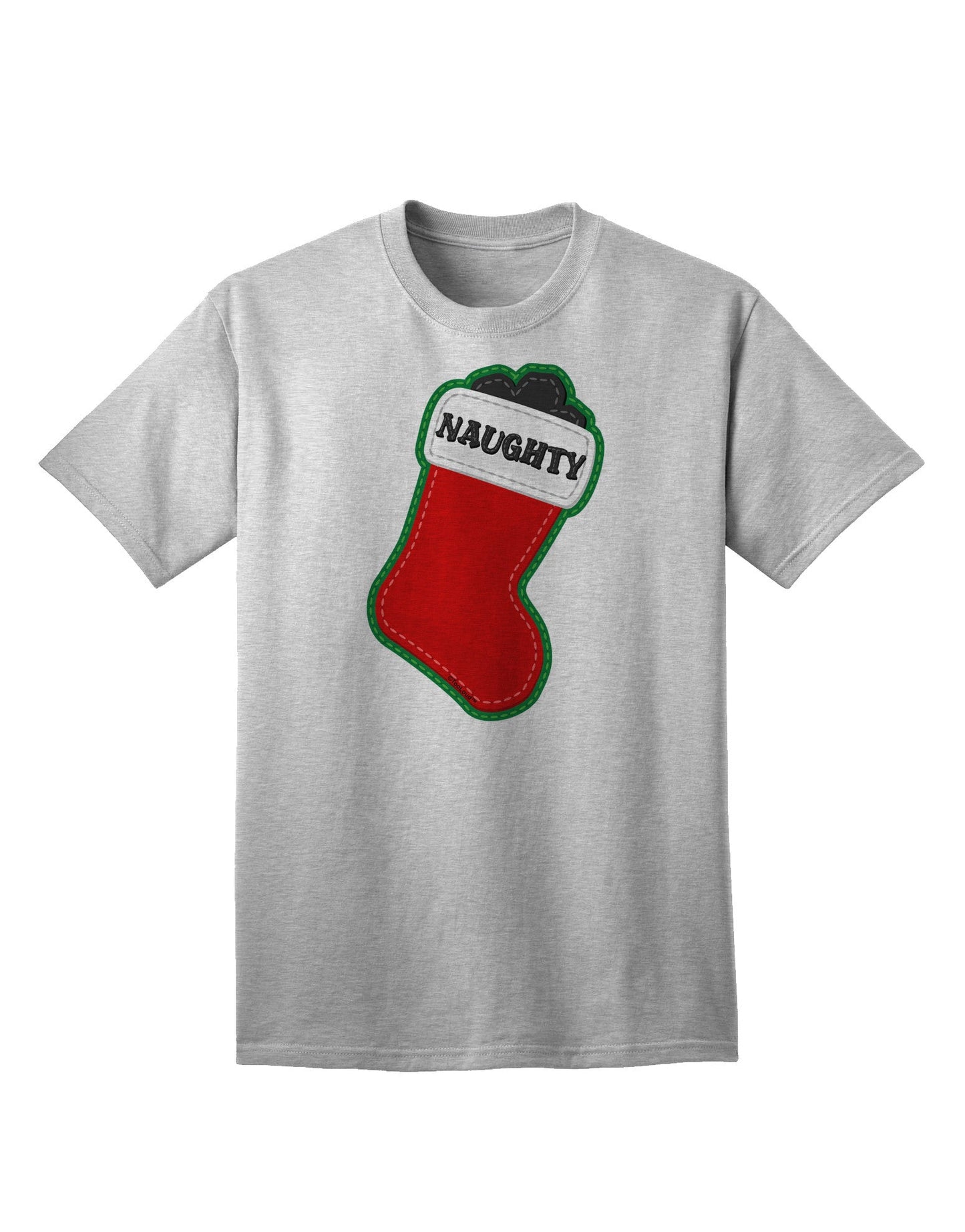 Naughty Coal: Adorable Christmas Stocking Themed Adult T-Shirt for Festive Fun-Mens T-shirts-TooLoud-AshGray-Small-Davson Sales