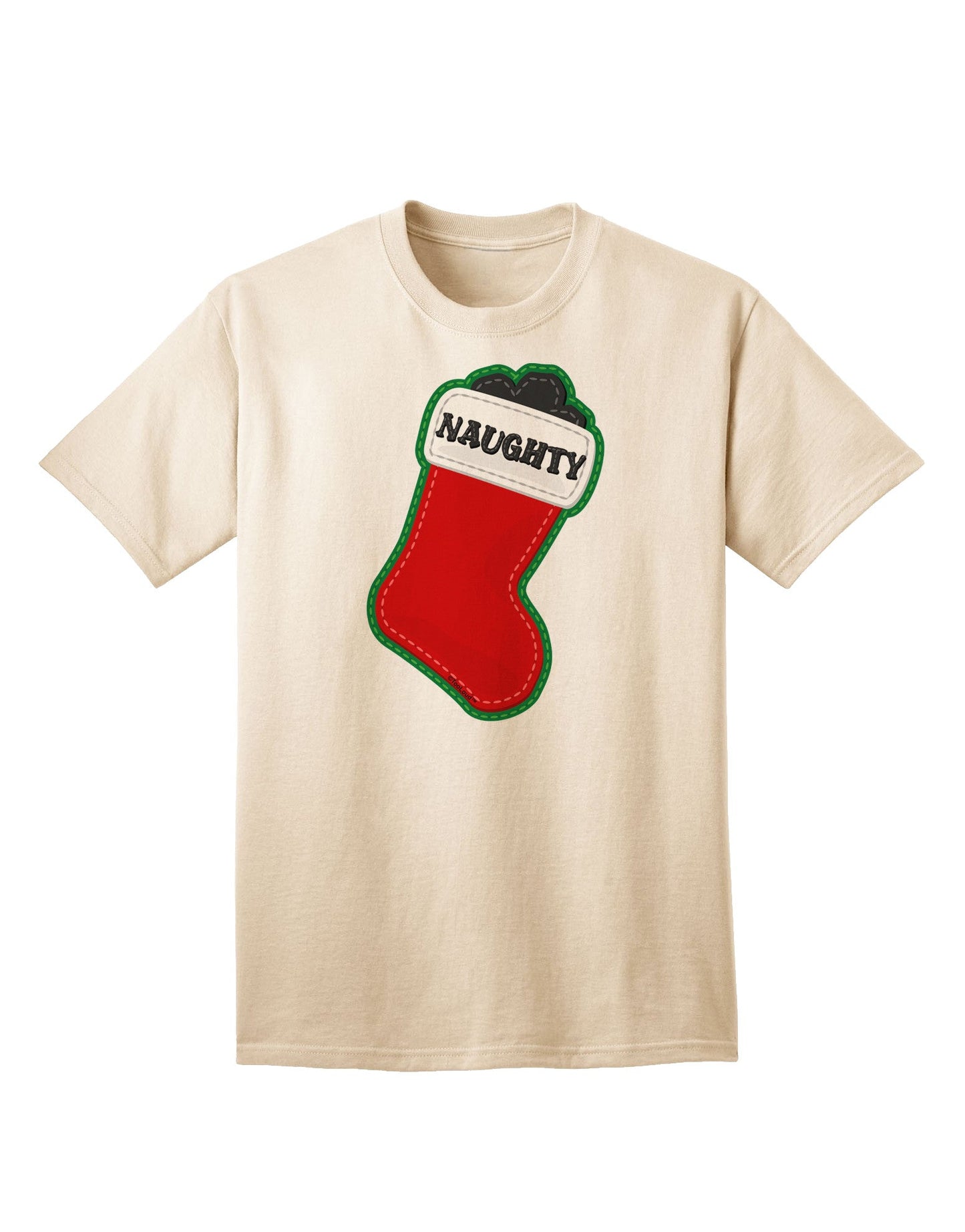 Naughty Coal: Adorable Christmas Stocking Themed Adult T-Shirt for Festive Fun-Mens T-shirts-TooLoud-Natural-Small-Davson Sales